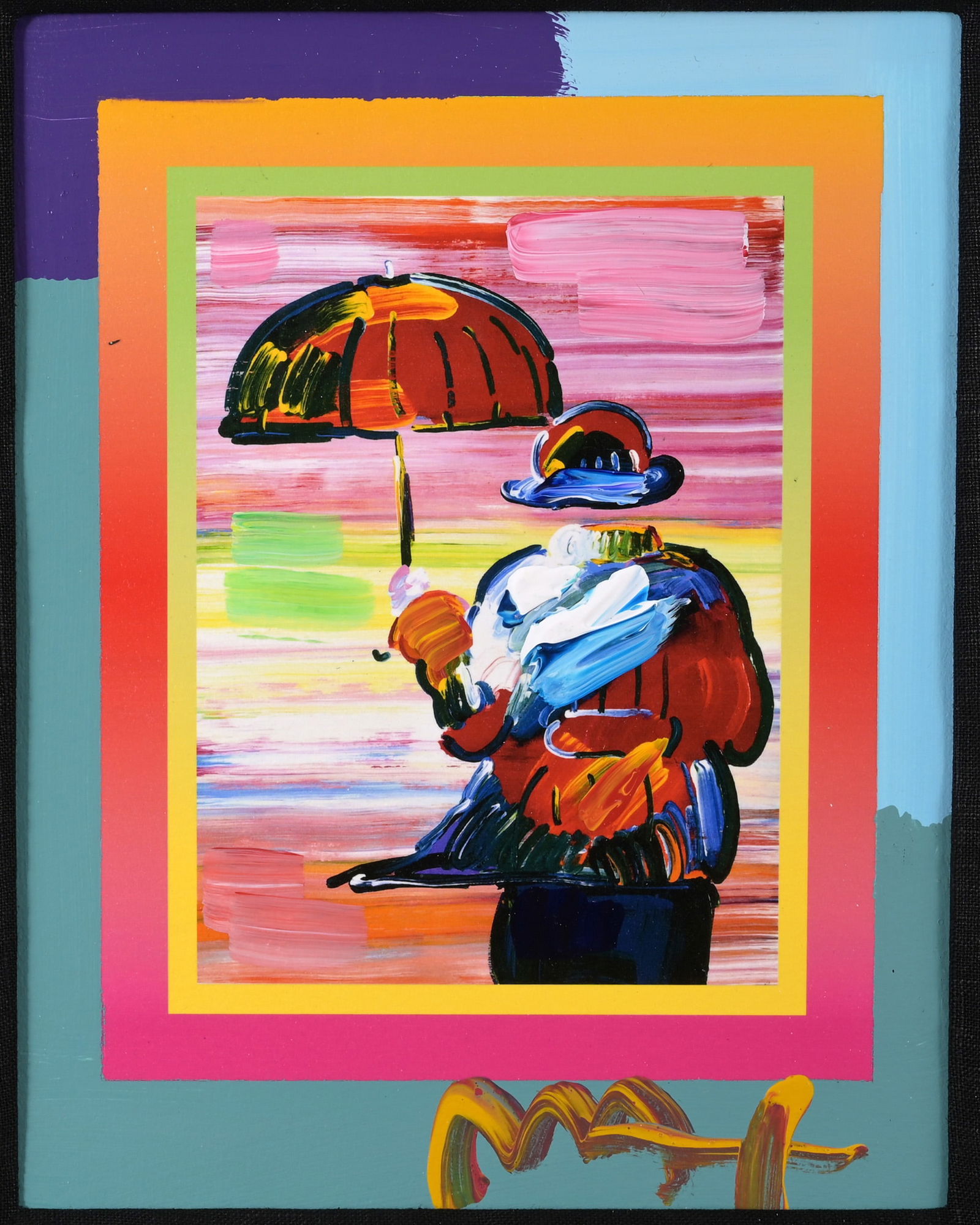 Peter Max - "Umbrella Man" Mixed Media (1 of 6)