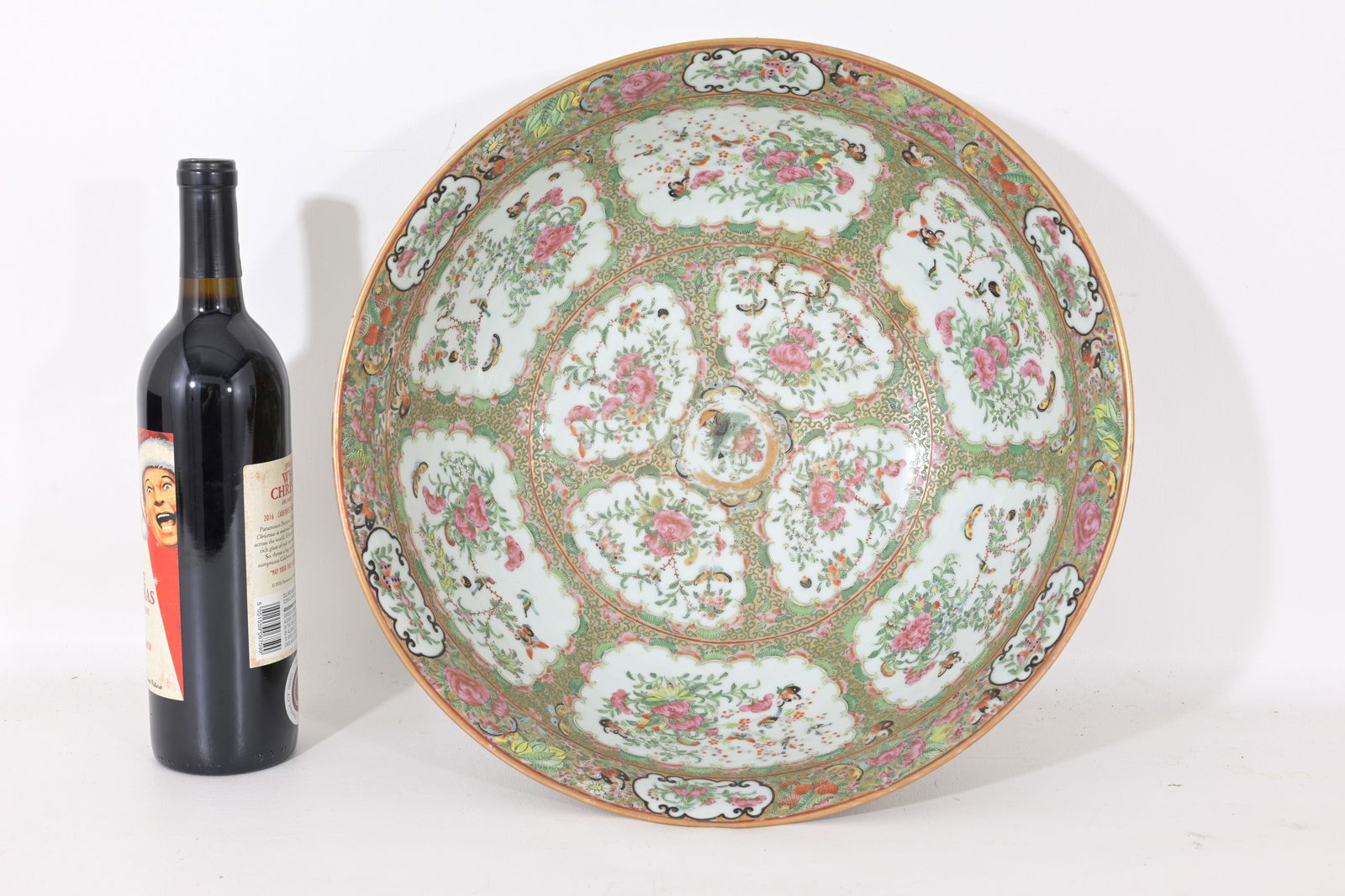 Large Antique Chinese Gilt/Rose Medallion Bowl (1 of 15)