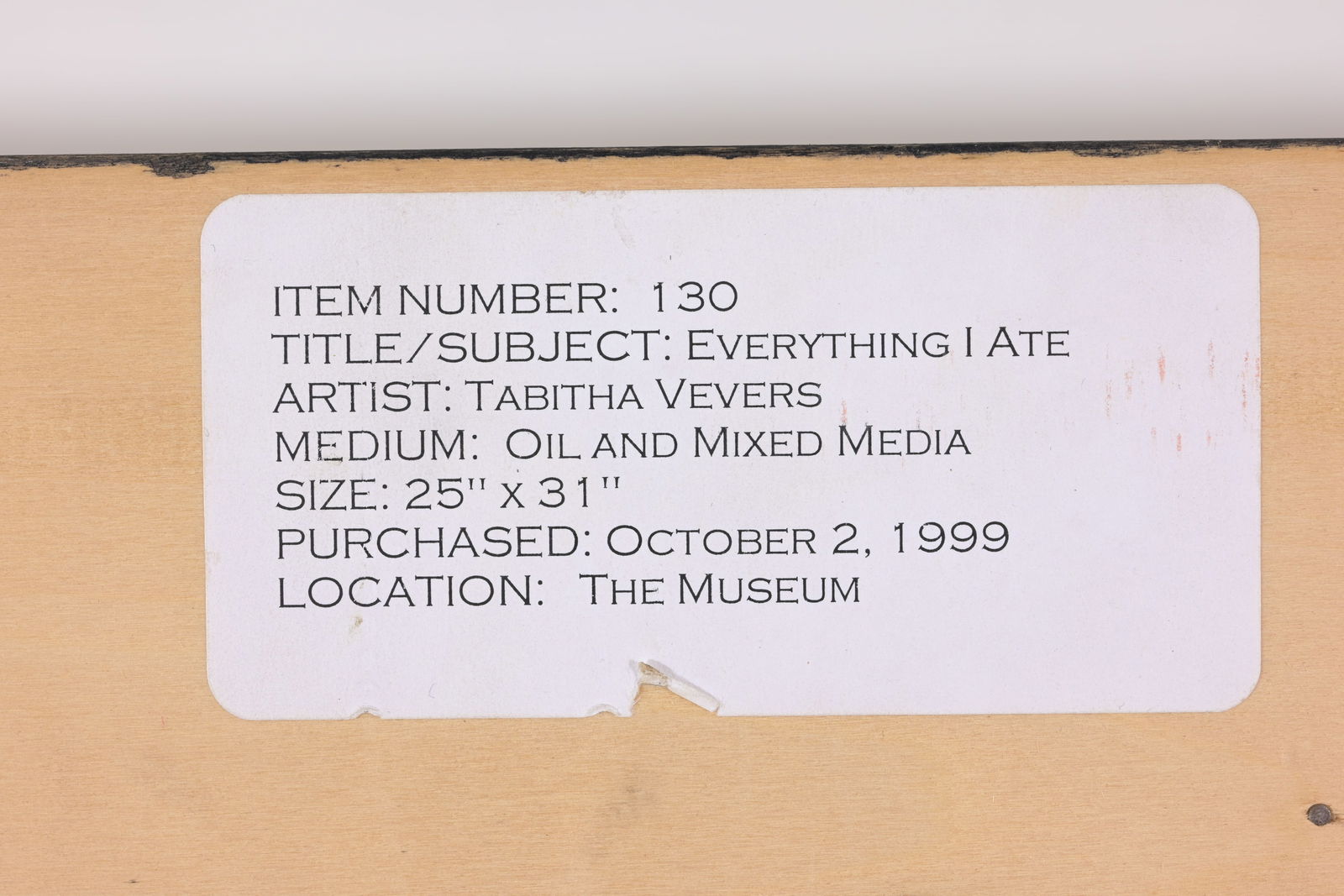 Tabitha Vevers (b. 1957) "Everything I Ate" - 8