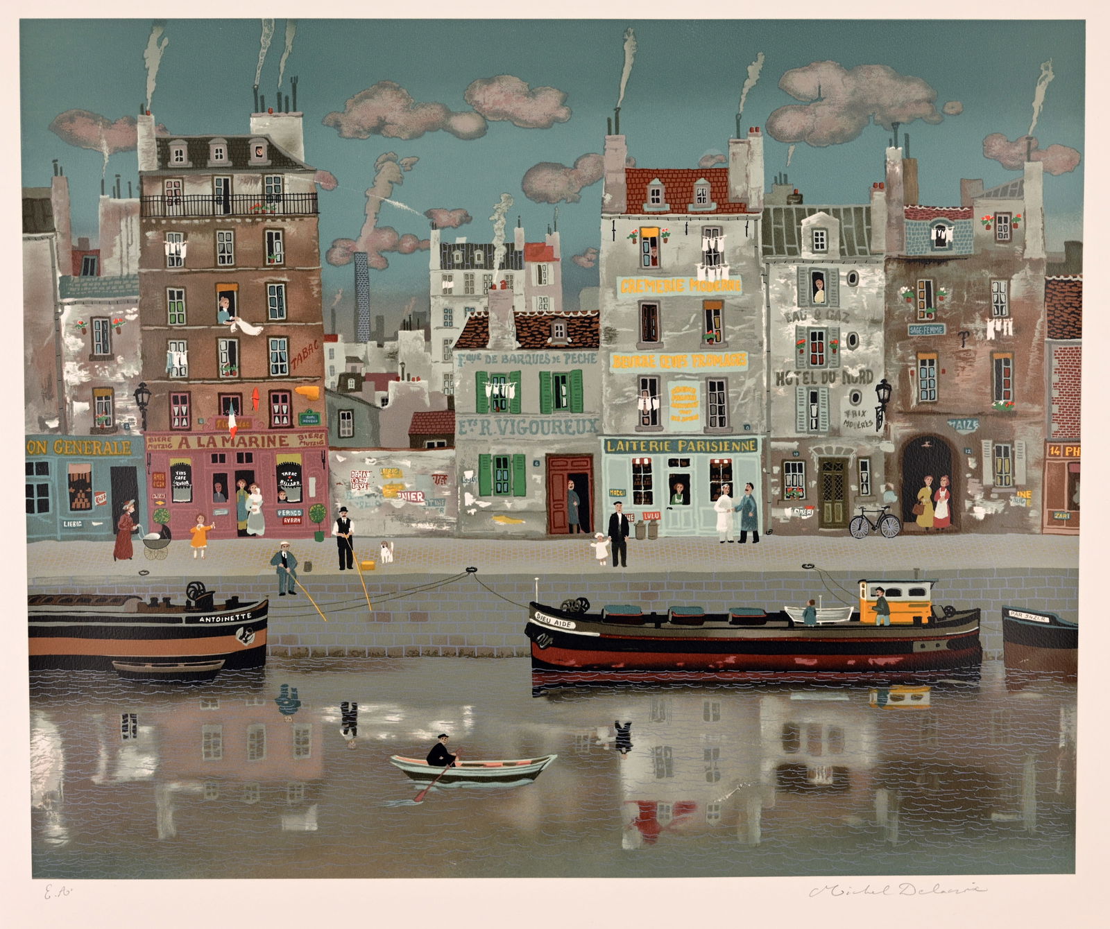 Michel Delacroix (B. 1933) "Antoinette": Michel Delacroix (French, B. 1933) "Antoinette" Color Lithograph. Pencil signed and numbered (E.A) lower margin. Sight Size: 19.25 x 23.5 in. Overall Framed Size: 28.25 x 32.25 in.