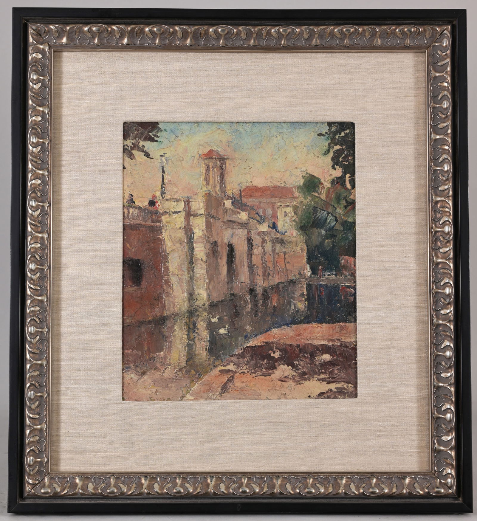Harry Lachman (American, 1886 - 1975): Harry Lachman (Illinois, California, , 1886 - 1975) Oil on panel painting of a Venice Italy canal. Signed verso. Sight Size: 11 x 9 in. Overall Framed Size: 19 x 17.5 in.