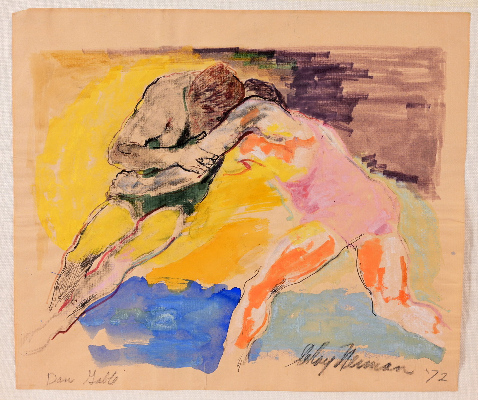 LeRoy Neiman - "Dan Gable at the Olympics": LeRoy Neiman (American, 1921 - 2012) "Dan Gable at the Olympics" - 1972 Watercolor on Paper. Signed and dated lower right. Titled lower left. Sheet Size: 12 x 14 in. Overall Framed Size: 21.25 x 23.25