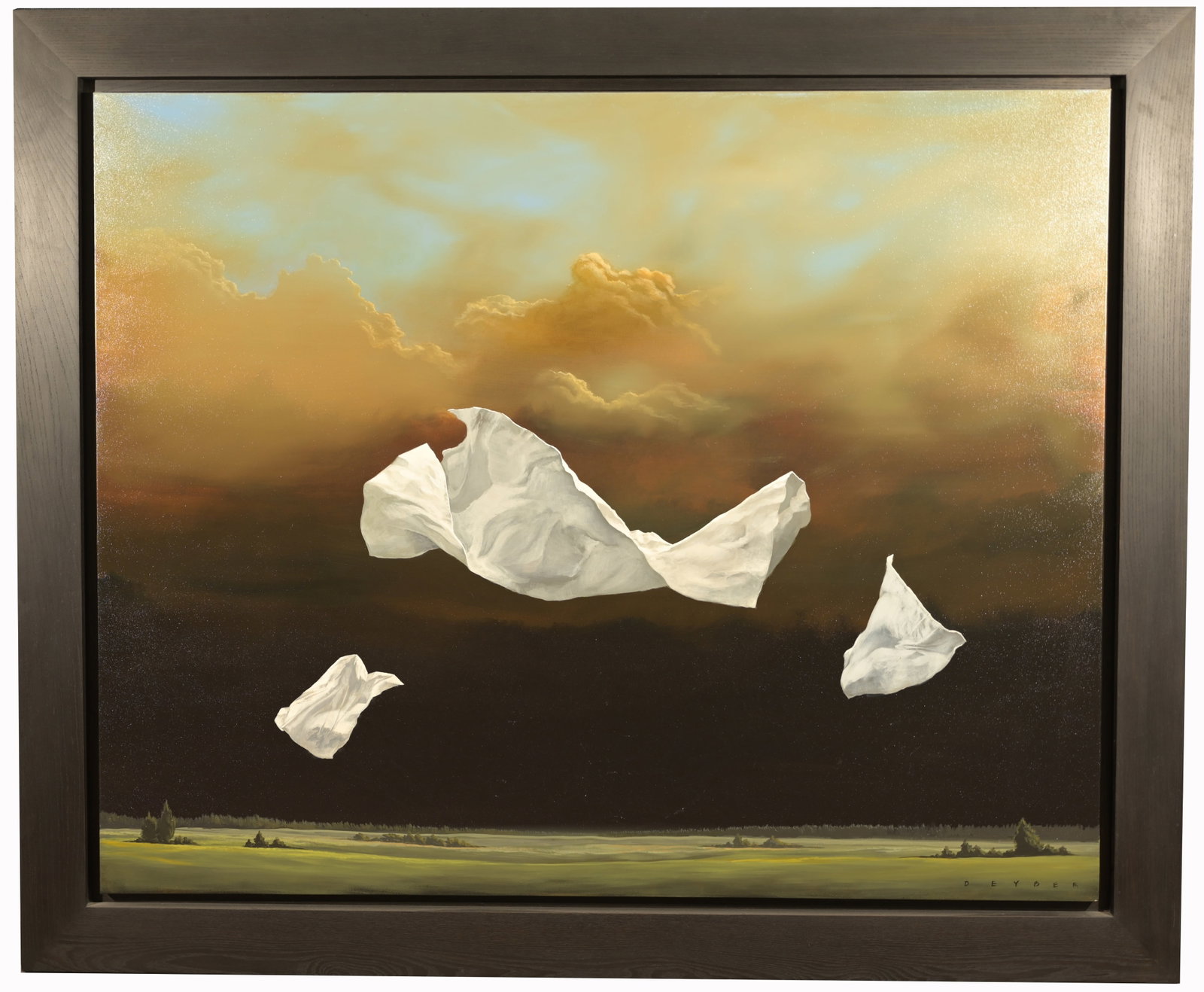 Robert Deyber - "Three Sheets to the Wind" 48 x 60: Robert Deyber (American, 1955 - 2021) "Three Sheets to the Wind" Large original Acrylic painting on Canvas. Signed lower right. Martin Lawrence Gallery label verso. Sight Size: 48 x 60 in. Overall Fra
