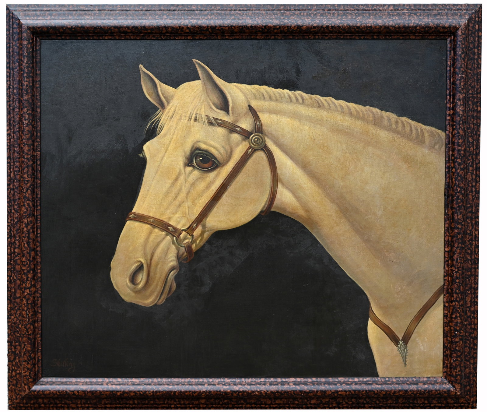 William Skilling (American, 1862 - 1964): William Skilling (American, 1862 - 1964) Portrait of a Horse Oil on Canvas. Signed lower Sight Size: 30 x 36 in. Overall Framed Size: 36 x 41 in.