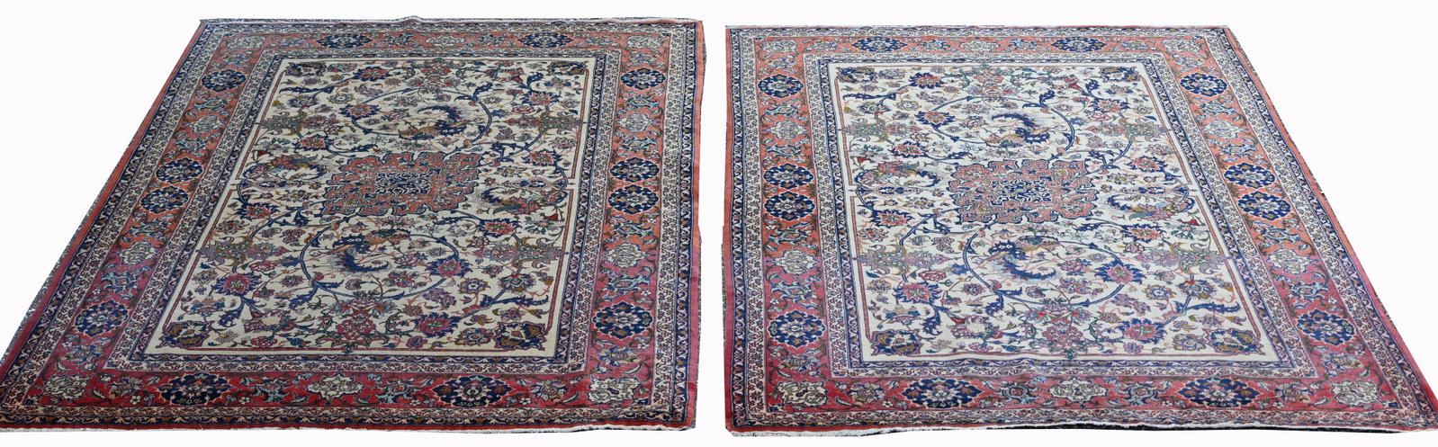 Pair Antique Persian Ispahan Rugs - 4'9" x 6'10" (1 of 18)