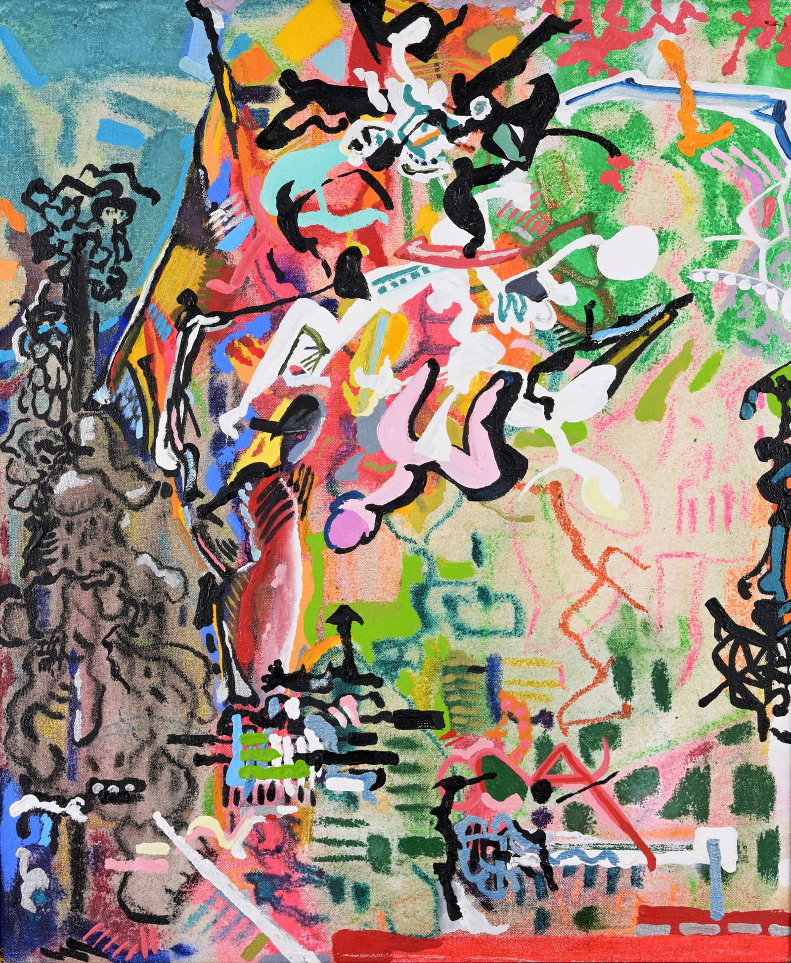 Randall Schmit (New York, b. 1955): Randall Schmit (New York, b. 1955) "John Dee's Dilemma" - 1988 Oil on Canvas. Signed, dated, and titled verso. Mongerson Wunderlich and Tilden-Foley Gallery labels verso. Sight Size: 24 x 20 in. Overa