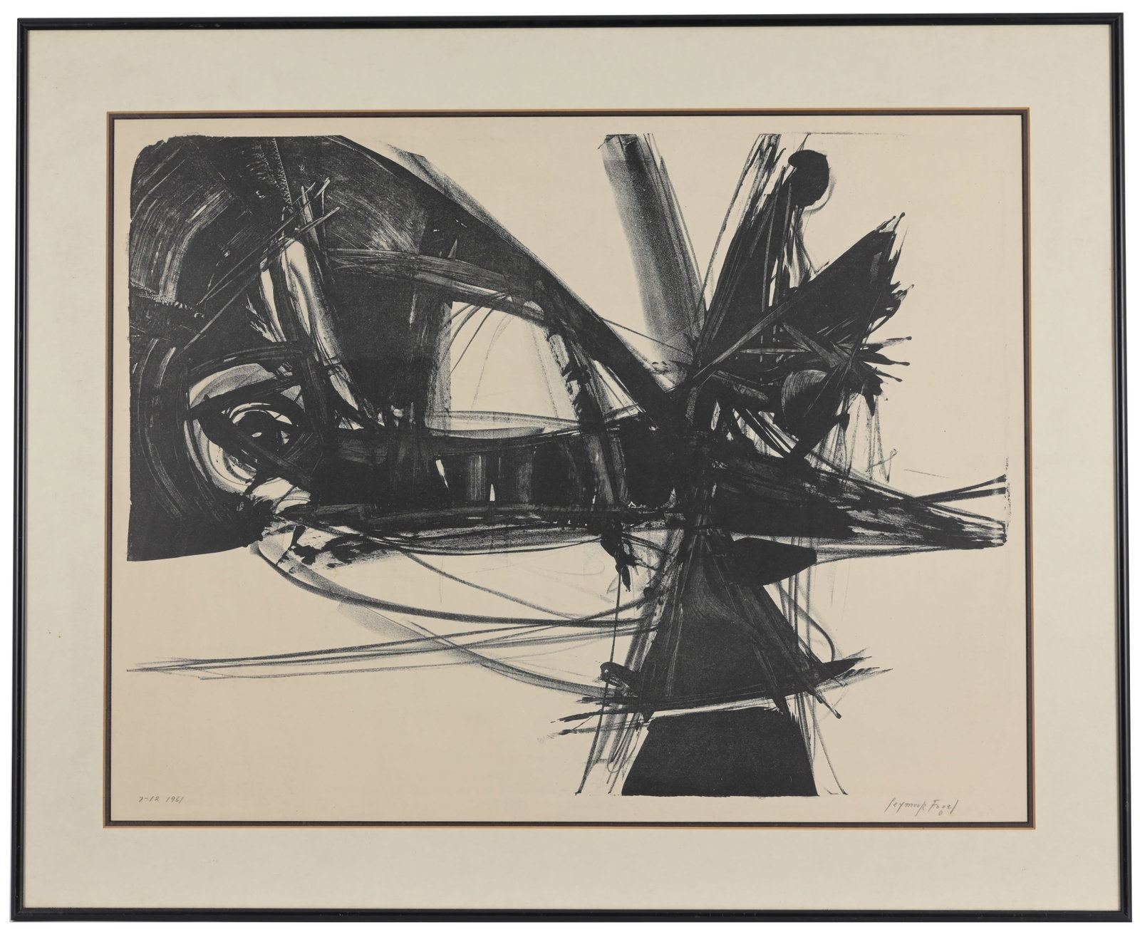 Seymour Fogel (American, 1911 - 1984): Seymour Fogel (American, 1911 - 1984) Pencil signed and dated lower margin. Sight Size: 20 x 26 in. Overall Framed Size: 26 x 32 in. Framed behind glass.