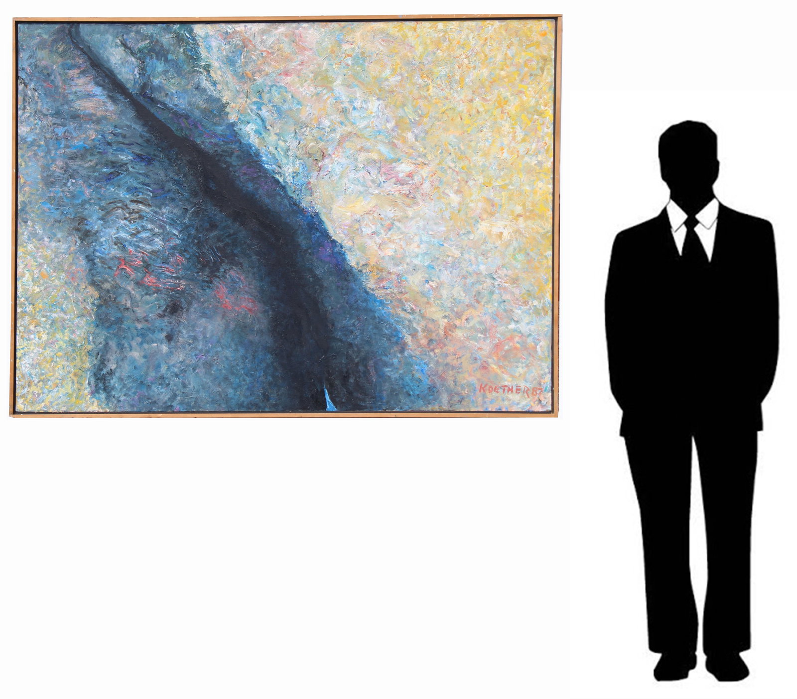 Thomas Koether (NY, FL b. 1940) "Crevice II": Thomas Koether (New York, Florida, Europe, Australia, b. 1940) Abstract Painting. Titled: "Crevice II" Dated: '87 Oil on Canvas. Signed and dated lower right. Overall Size: 48 x 66 in. (98 - 4268)
