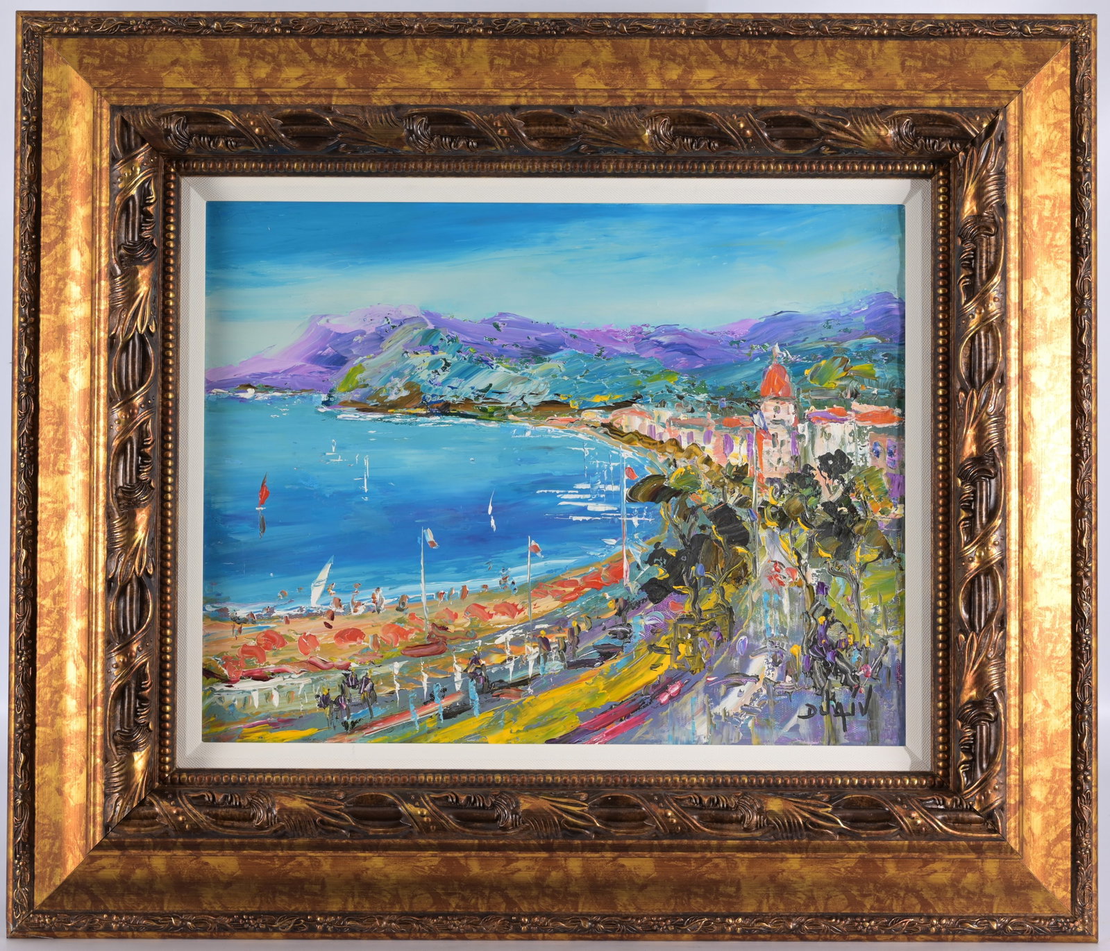 Duaiv - "La Promenade a Nice": Duaiv (French, b. 1952) "La Promenade a Nice" Acrylic on Canvas. Signed lower right. Sight Size: 13.5 x 17.5 in. Overall Framed Size: 24 x 27.5 in.