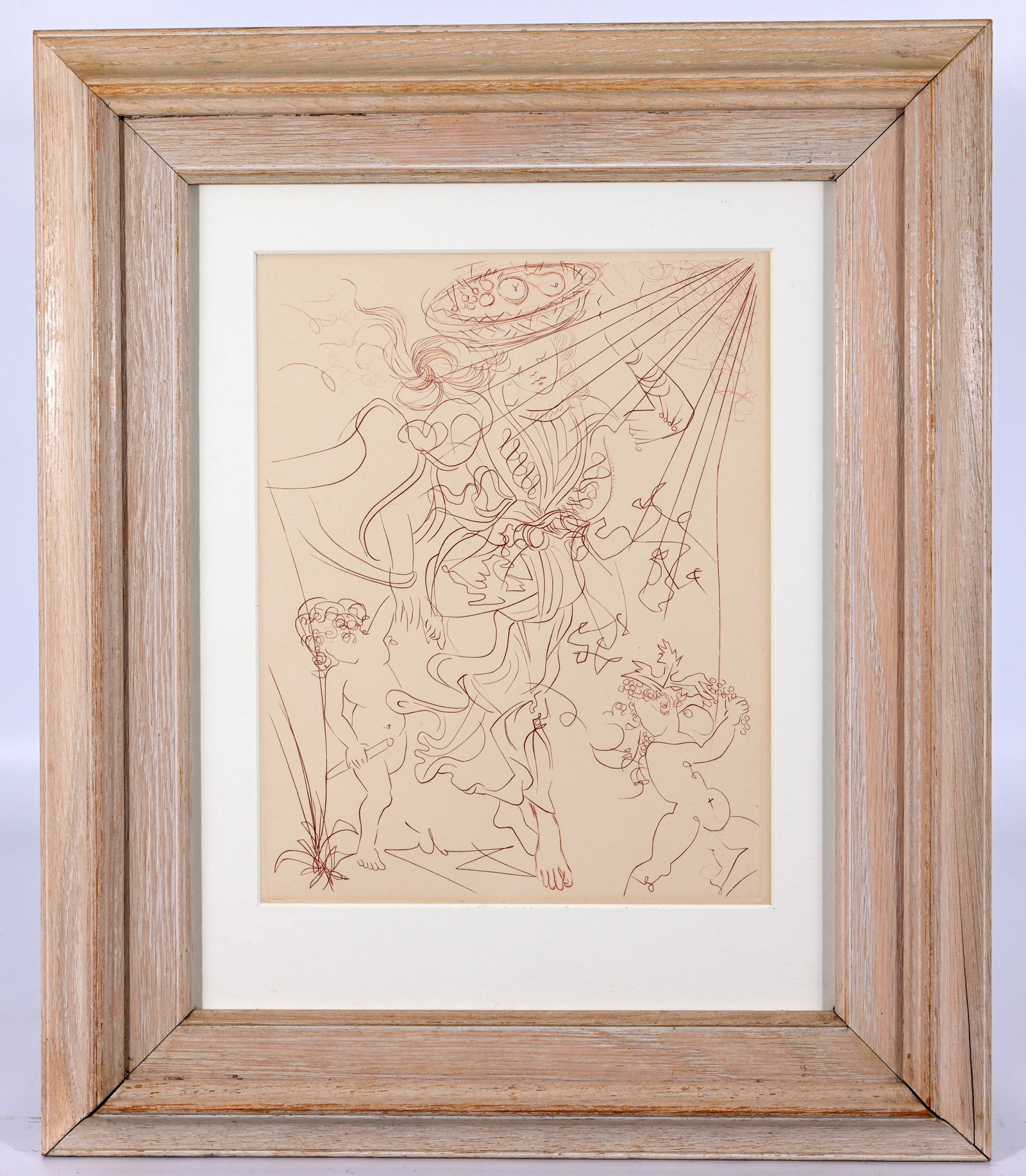 Salvador Dali - "Autumn": Salvador Dali (Spanish, 1904 - 1989) "Autumn" Etching. Signed in Plate. Comes with COA from Merrill Chase Galleries. Sight Size: 10.75 x 8.25 in. Overall Framed Size: 18.75 x 15.75 in. Framed behind g