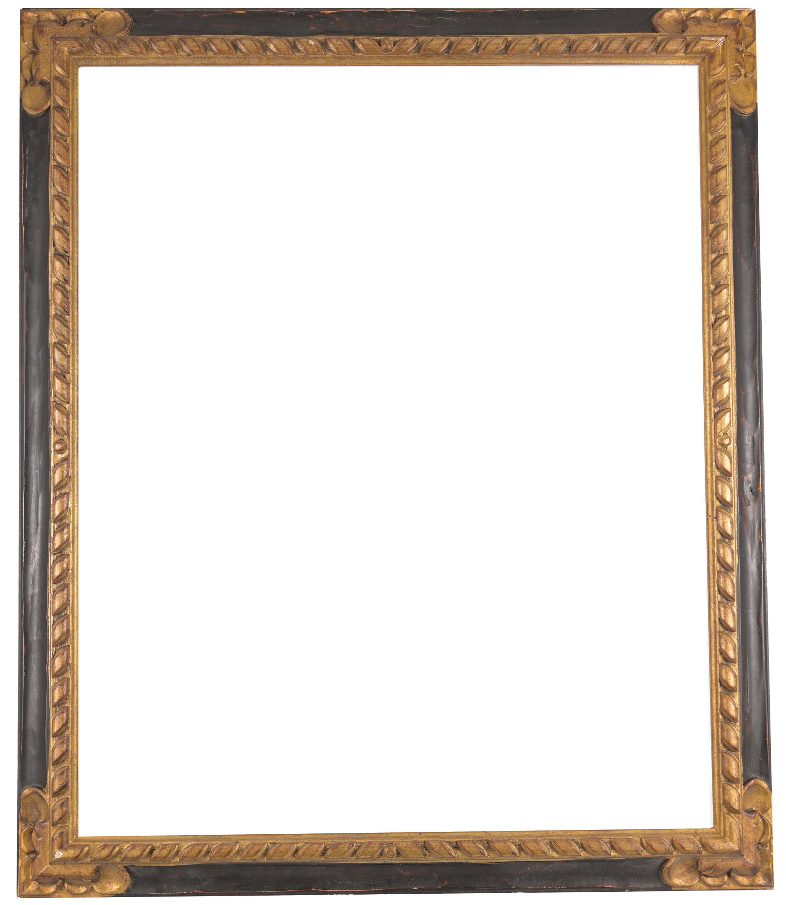 Antique Spanish School Frame, 35 x 28 in: Antique Spanish School Gilt/Wood Frame. Rabbet Size: 35 x 28 1/8 in. Overall Frame Size: 40 x 33 in.