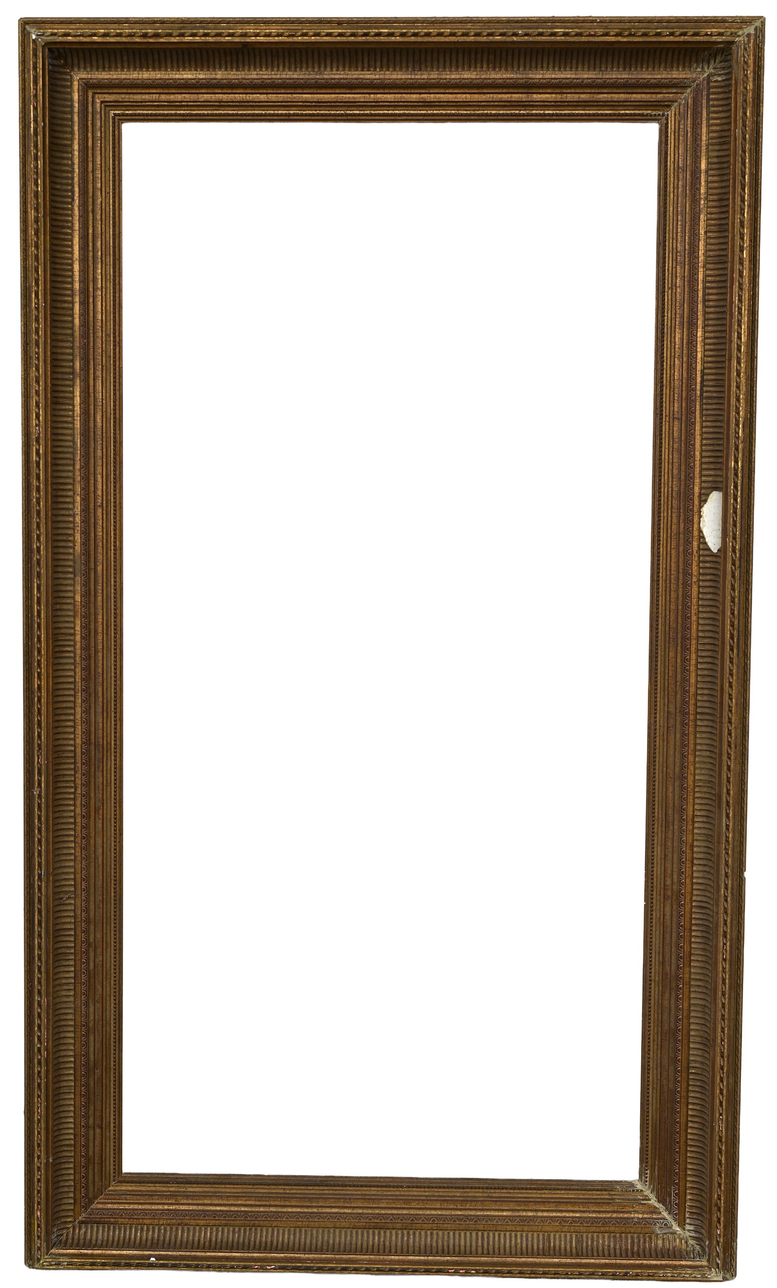 Gilt/Wood Fluted Cove Frame - 41 3/8 x 20 7/8 in.: Rabbet Size: 41 3/8 x 20 7/8 in. Sight Size: 40.5 x 20 in. Overall Frame Size: 48 x 27.5 x 2.75 in. Some areas of loss.
