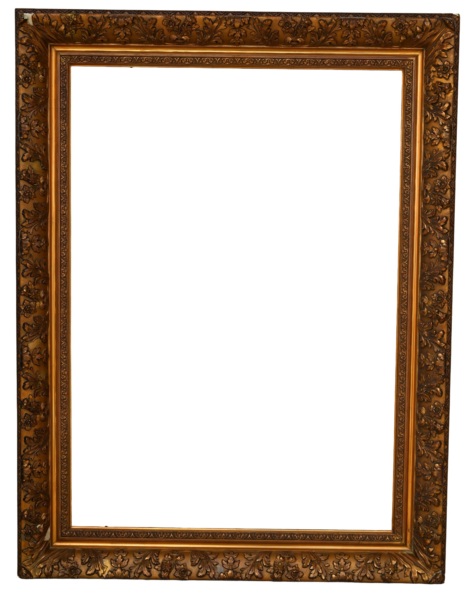 Antique Barbizon Frame - 40.75 x 29 in.: Rabbet Size: 40.75 x 29 in. Sight Size: 40.25 x 28.5 in. Overall Frame Size: 50 x 38.25 x 3.5 in.