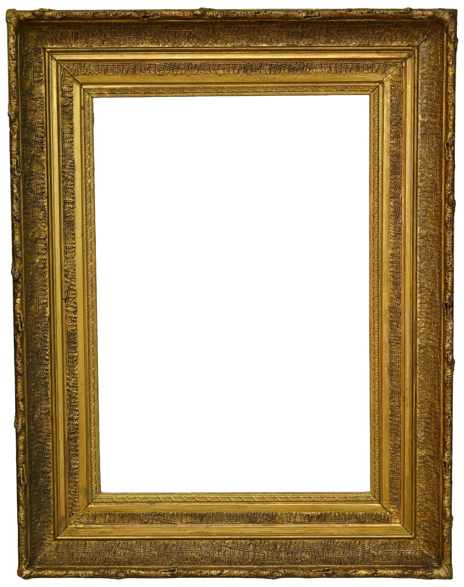 Antique European Gilt/Wood Frame - 37.5 x 25 5/8: Rabbet Size: 37.5 x 25 5/8 in. Sight Size: 35 1/8 x 24 1/8 in. Overall Frame Size: 48.75 x 38 x 4 in.