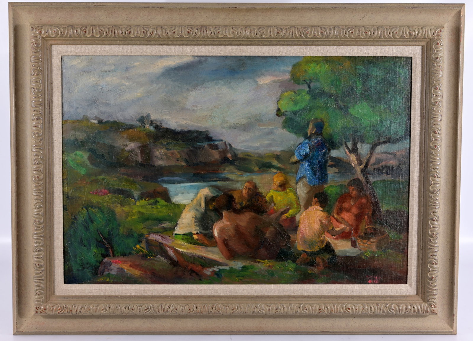 Jon Corbino (American, 1905-1964): Jon Corbino (American, 1905 - 1964) Oil on Canvas. Corbino Galleries label verso. Sight Size: 15.5 x 23.5 in. Overall Framed Size: 22.75 x 30.75 in.