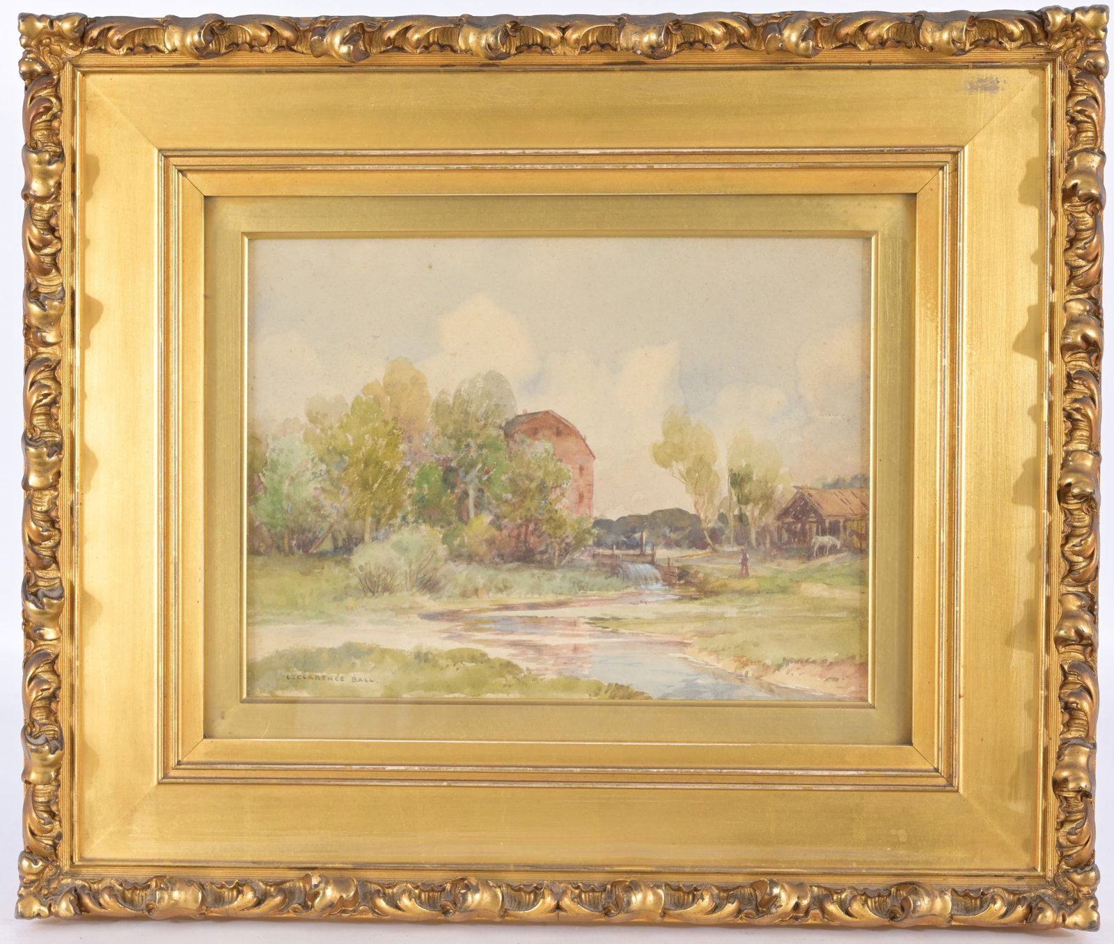 Clarence Ball (American, 1858 - 1915): Clarence Ball (American, 1858 - 1915) Watercolor on Paper. Signed lower left. Sight Size: 8.5 x 11.5 in. Overall Framed Size: 16.5 x 20 in. Framed behind glass.
