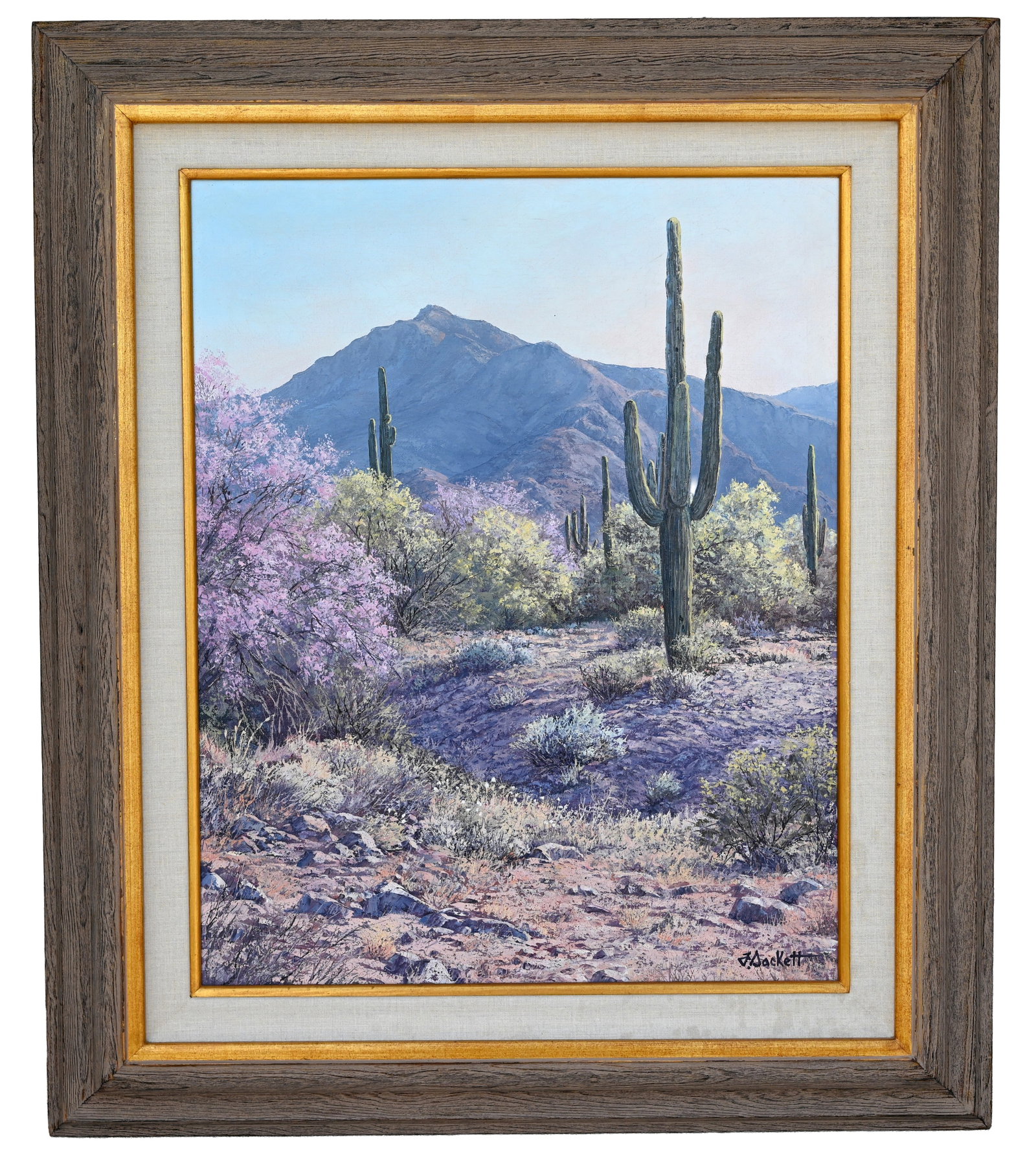 Florence Sackett (1927 - 2012) "The Magic of May": Florence Sackett (American, 1927 - 2012) "The Magic of May" Oil on Canvas. Signed lower right. Titled verso. Artist label verso. Sight Size: 30 x 24 in. Overall Framed Size: 41 x 35.5 in.