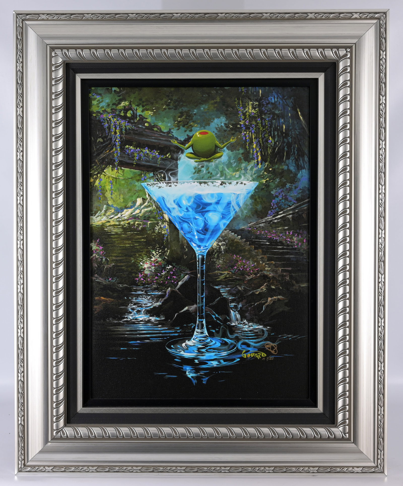 Michael Godard - "Zen Garden-tini": Michael Godard (American, B. 1960) "Zen Garden-tini" - 2023 Giclee and Hand - Embellishment on Canvas. Hand Signed and numbered (A 7/200) lower right. Comes with Park West Appraisal and COA. Sight Siz
