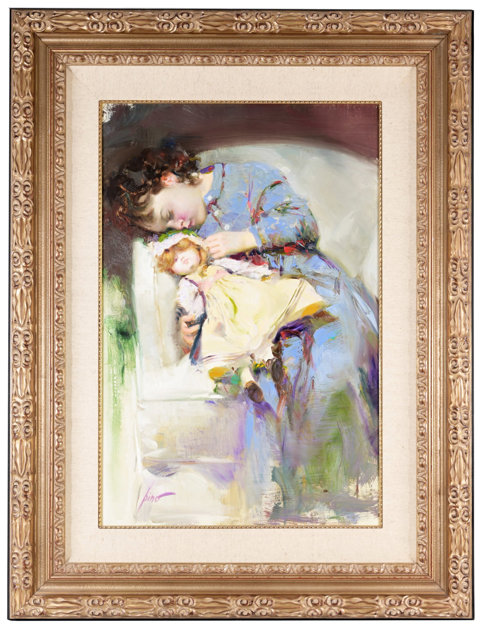 Pino Daeni (1939 - 2010) "After the Party": Pino Daeni (Italy, 1939 - 2010) "After the Party" Oil on Canvas. Signed lower left. Sight Size: 30 x 20 in. Overall Framed Size: 42 x 32 in.