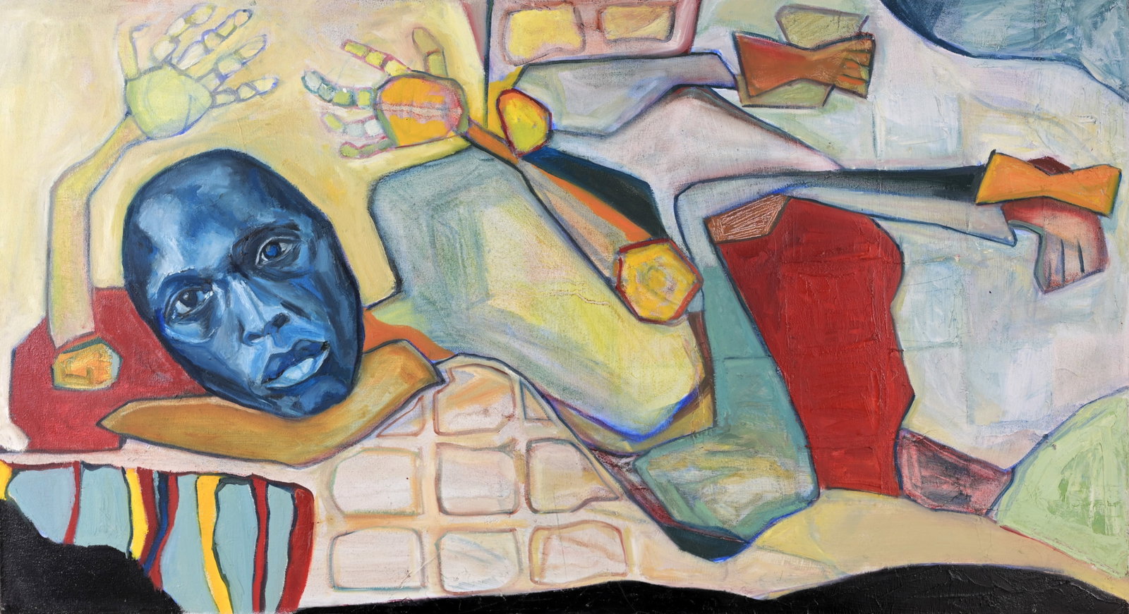 Mequitta Ahuja (American, B. 1976): Mequitta Ahuja (American, B. 1976) Acrylic on Canvas. Appears to be unsigned. Sight Size: 21 x 38 in. Overall Framed Size: 22.5 x 39.5 in. Mequitta Ahuja is a contemporary American feminist painter of