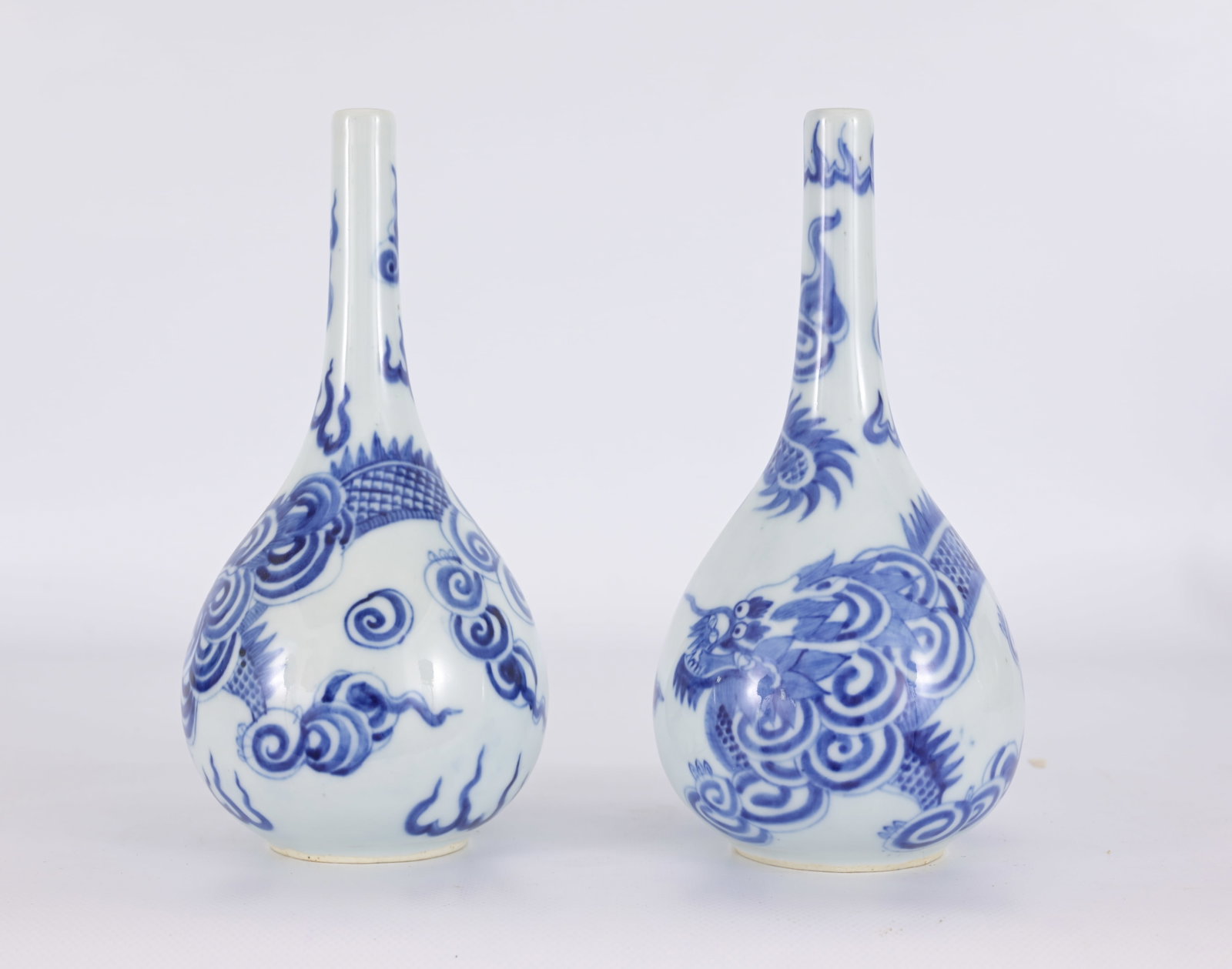 Chinese Blue/White Porcelain Bottle Vases, Marked (1 of 6)