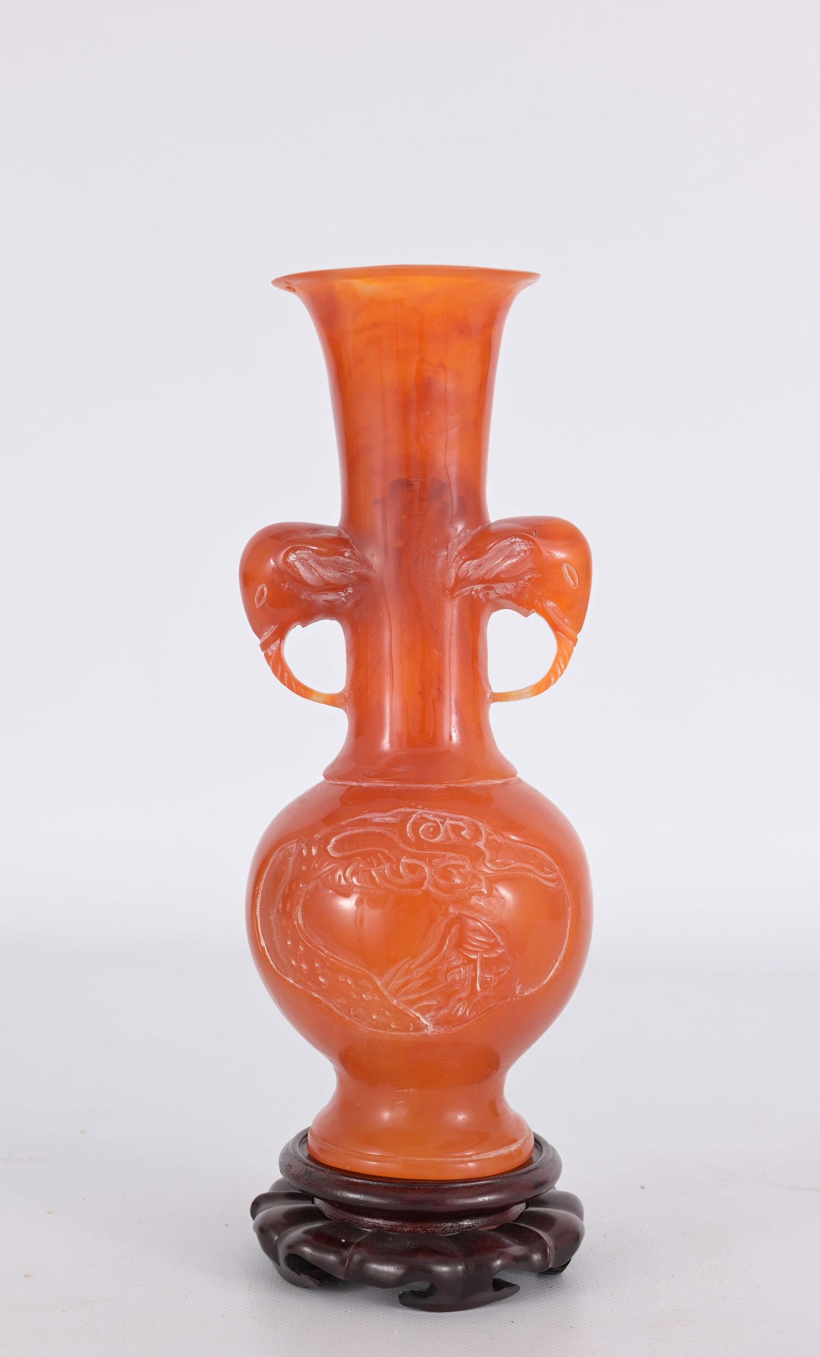 Chinese Carnelian Vase on Stand: Chinese Carnelian Vase on Stand Height: 8.5 in.
