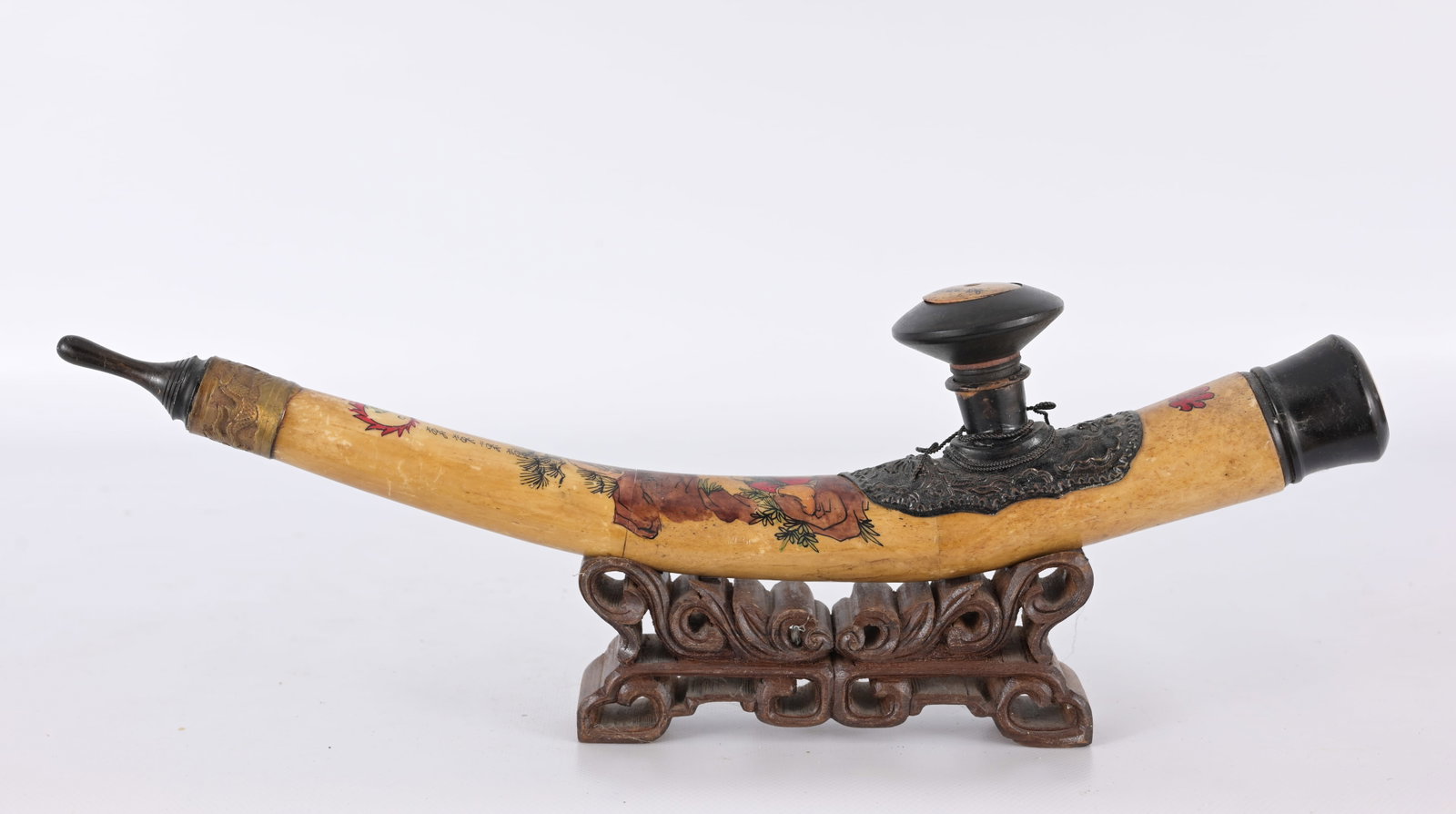 Chinese Painted Bone Opium Pipe (1 of 4)