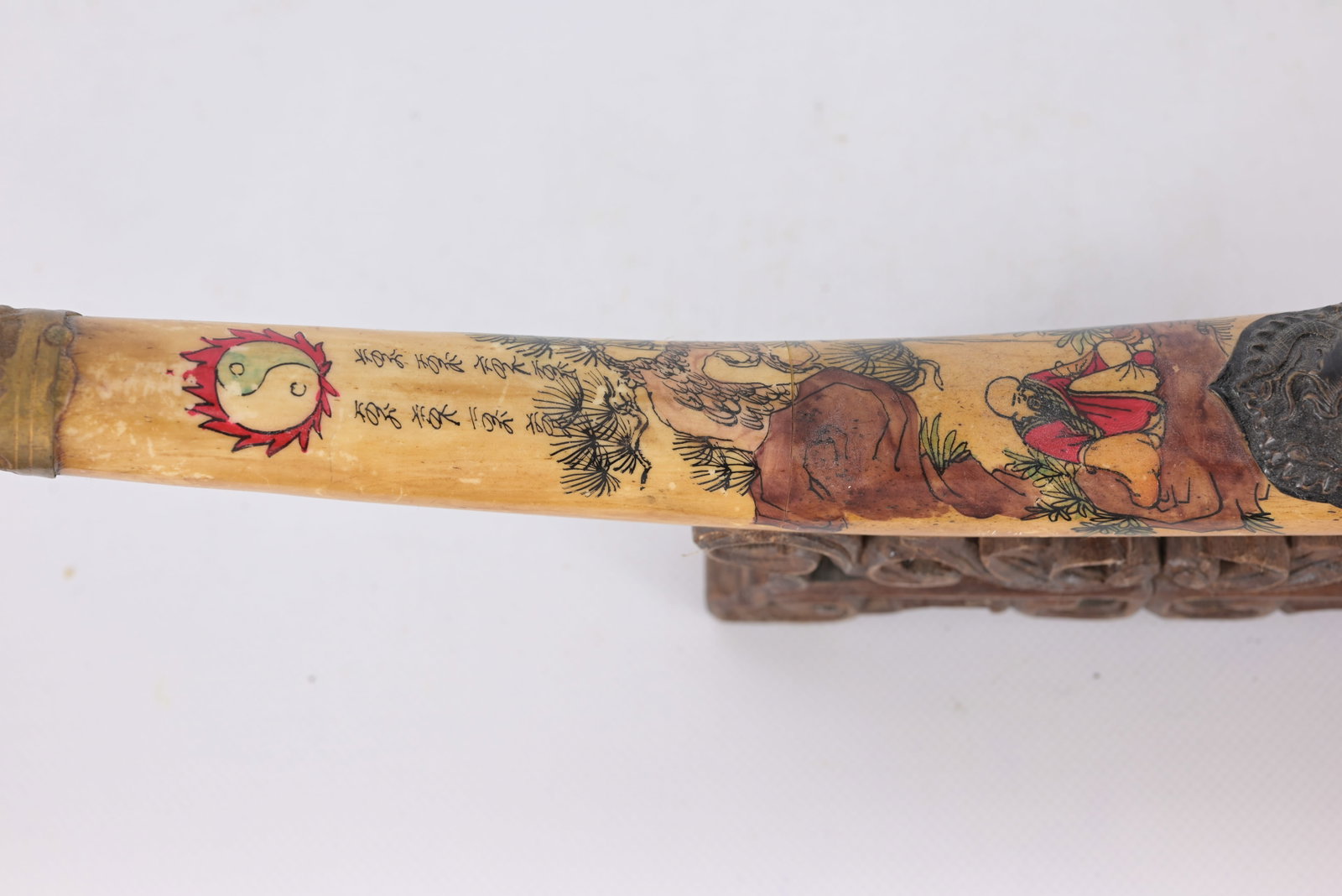 Chinese Painted Bone Opium Pipe - 2