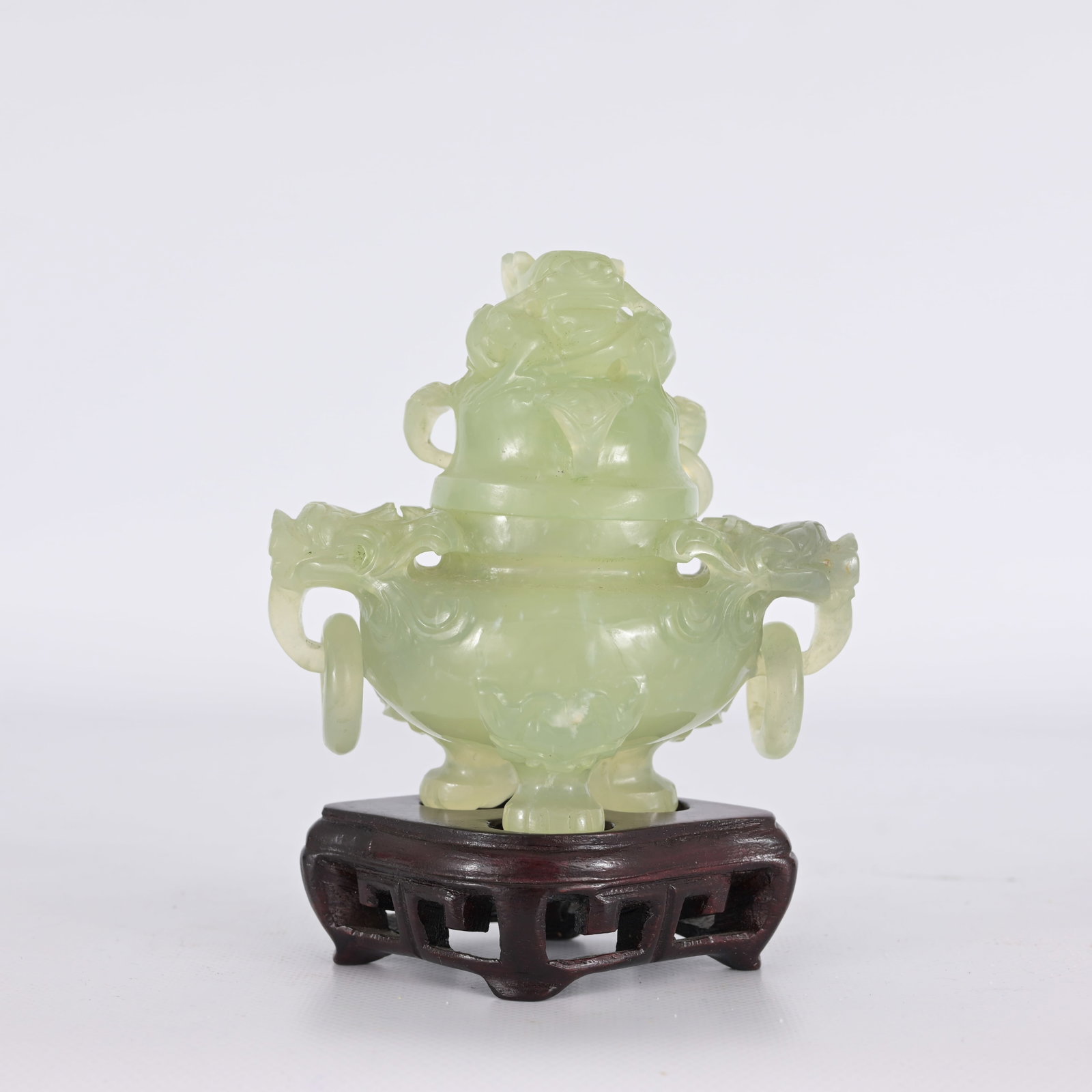 Chinese Carved Jade Censer on Stand (1 of 7)