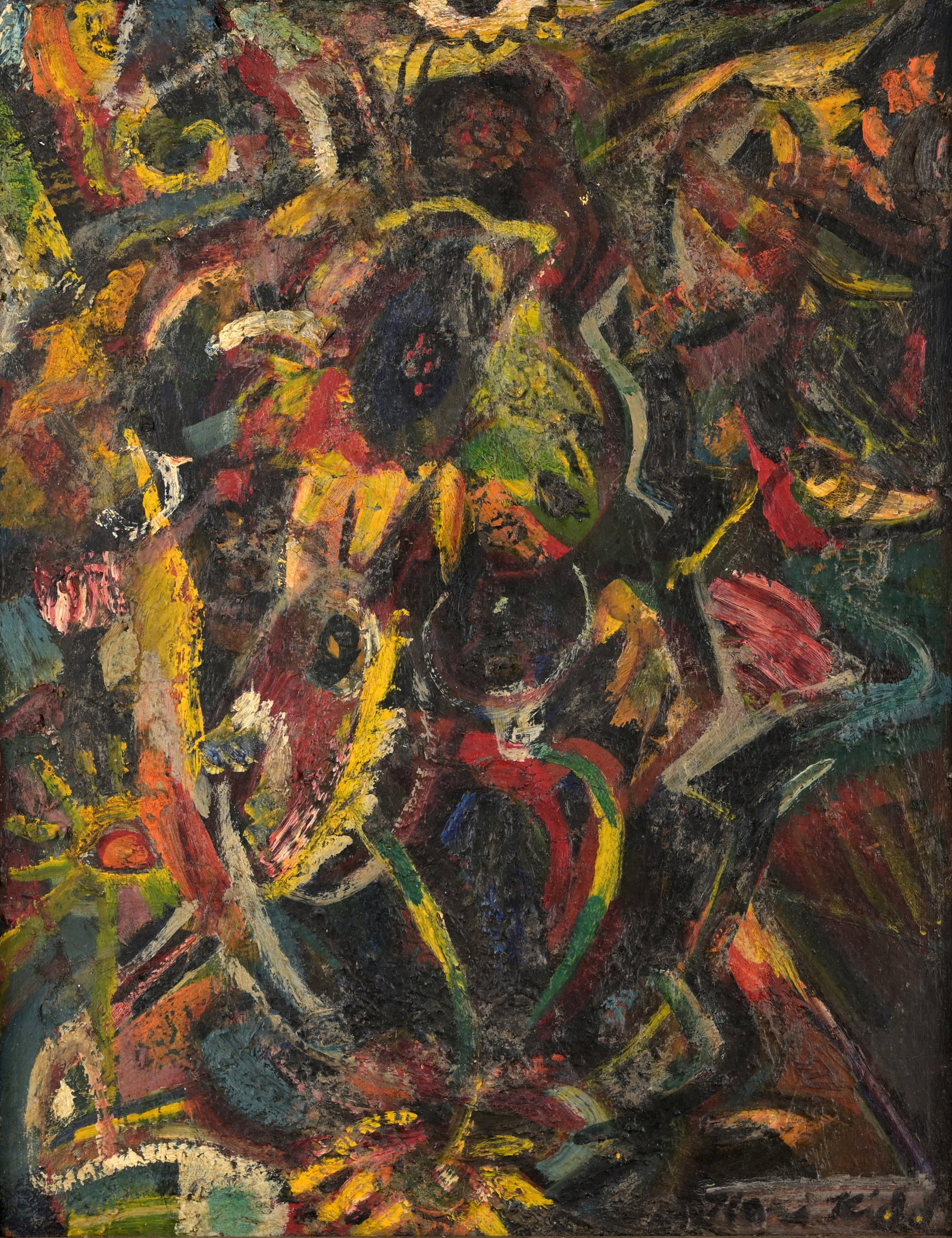 Hari Kidd (American, 1899 - 1964) "Flowers": Hari (Harry) Matthew Kidd (American, 1899 - 1964) "Flowers" Oil on Board. Signed lower right. Sight Size: 21 x 16.5 in. Overall Framed Size: 26 x 21.5 in. While not a Texan native, Hari Kidd attended