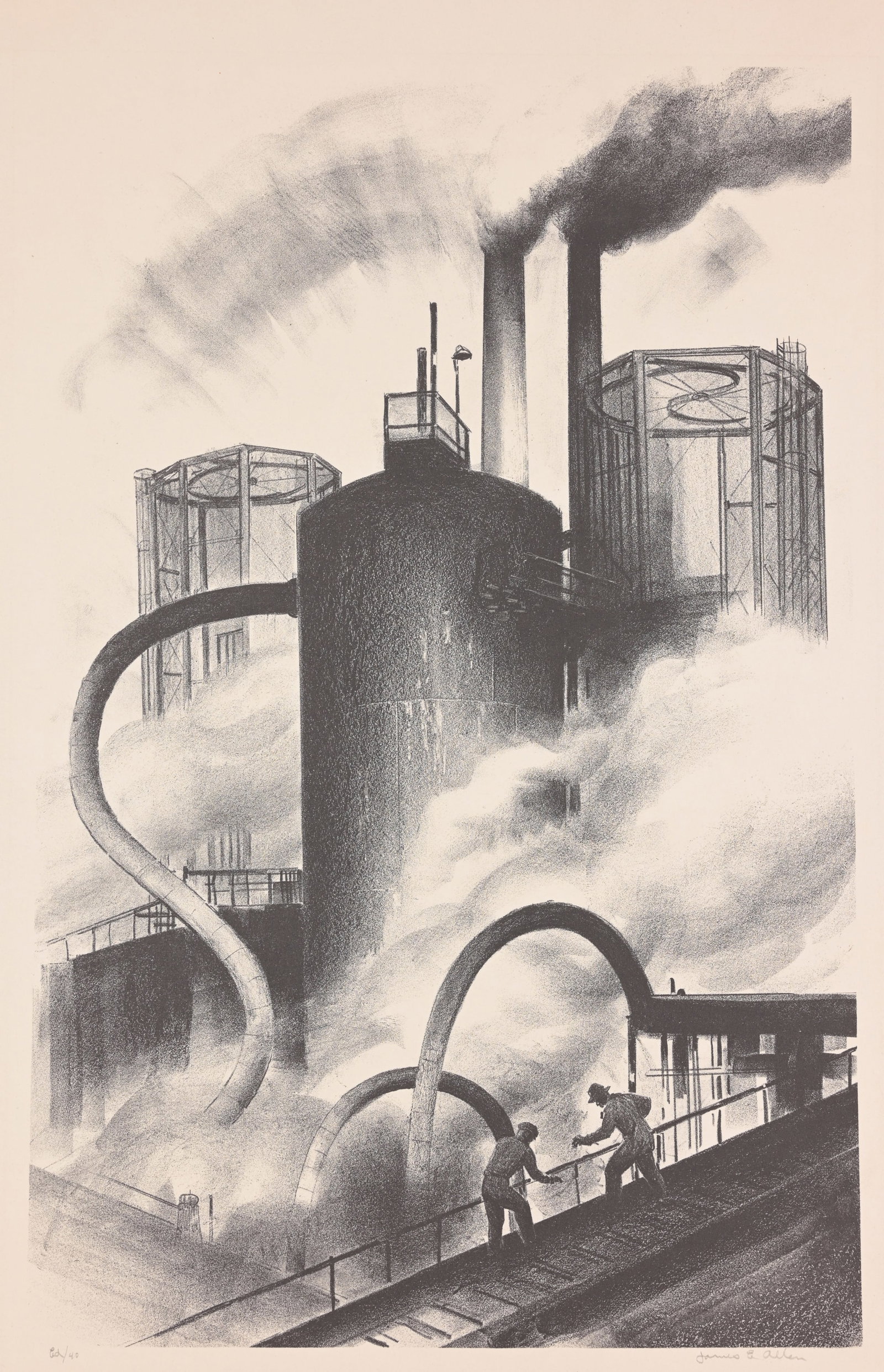 James E Allen (1894 - 1964) "Oil Refinery I" (1 of 5)