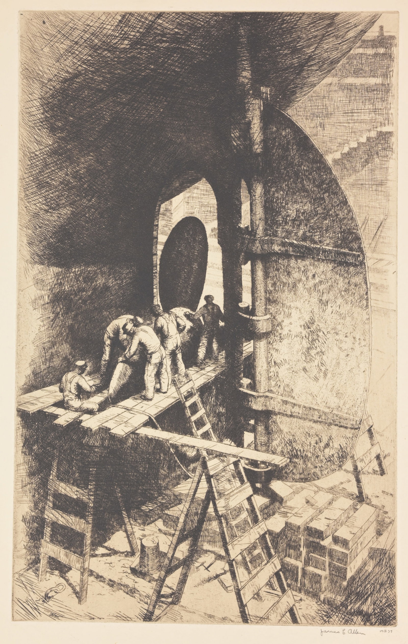 James E Allen (1894 - 1964) "Dry Dock Men" (1 of 4)
