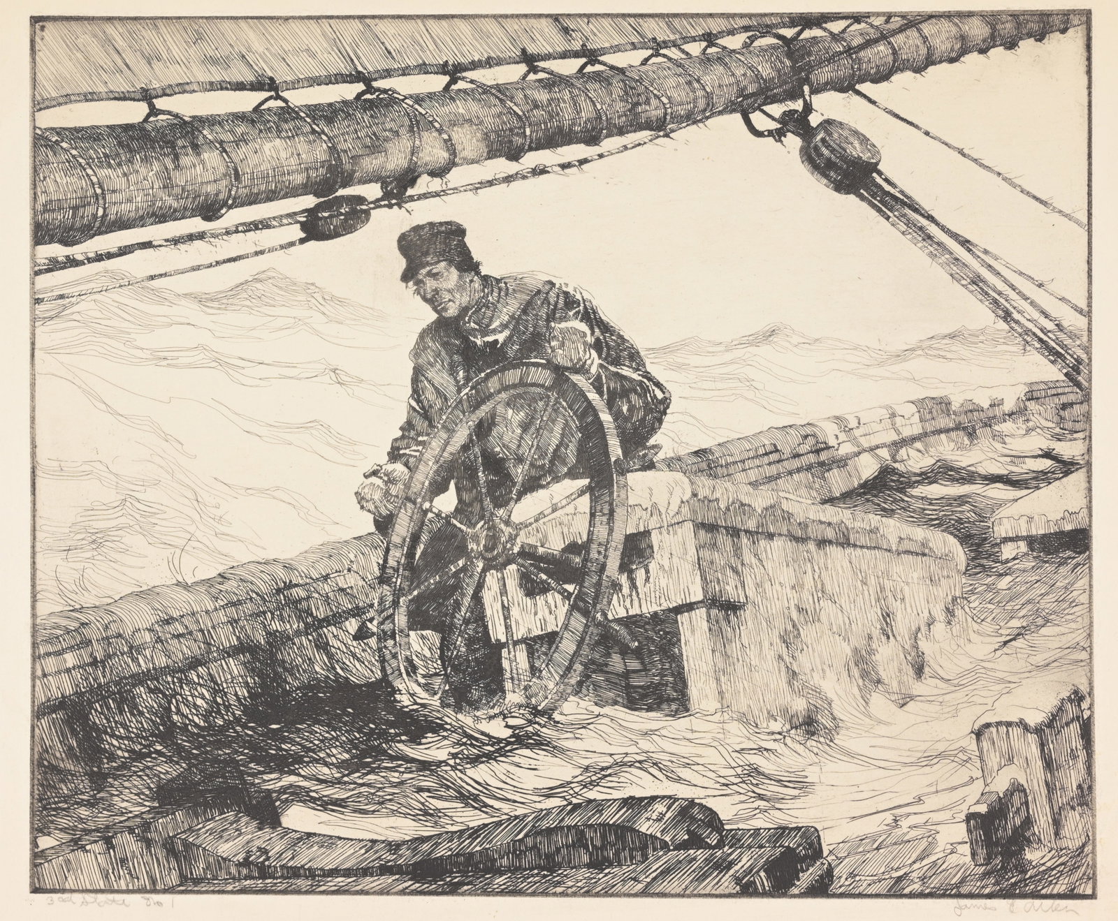 James E Allen (1894 - 1964) "Homebound" Etching (1 of 5)