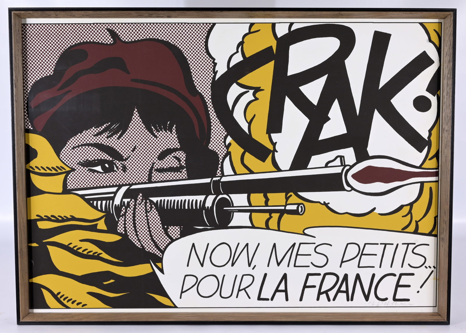 Roy Lichtenstein "Crak" Lithograph: Roy Lichtenstein (American, 1923 - 1997) "Crak" - 1963-64 Offset Lithograph in Color. Pencil signed lower right. This work is from the edition of unknown size apart from the edition of 300 printed by 