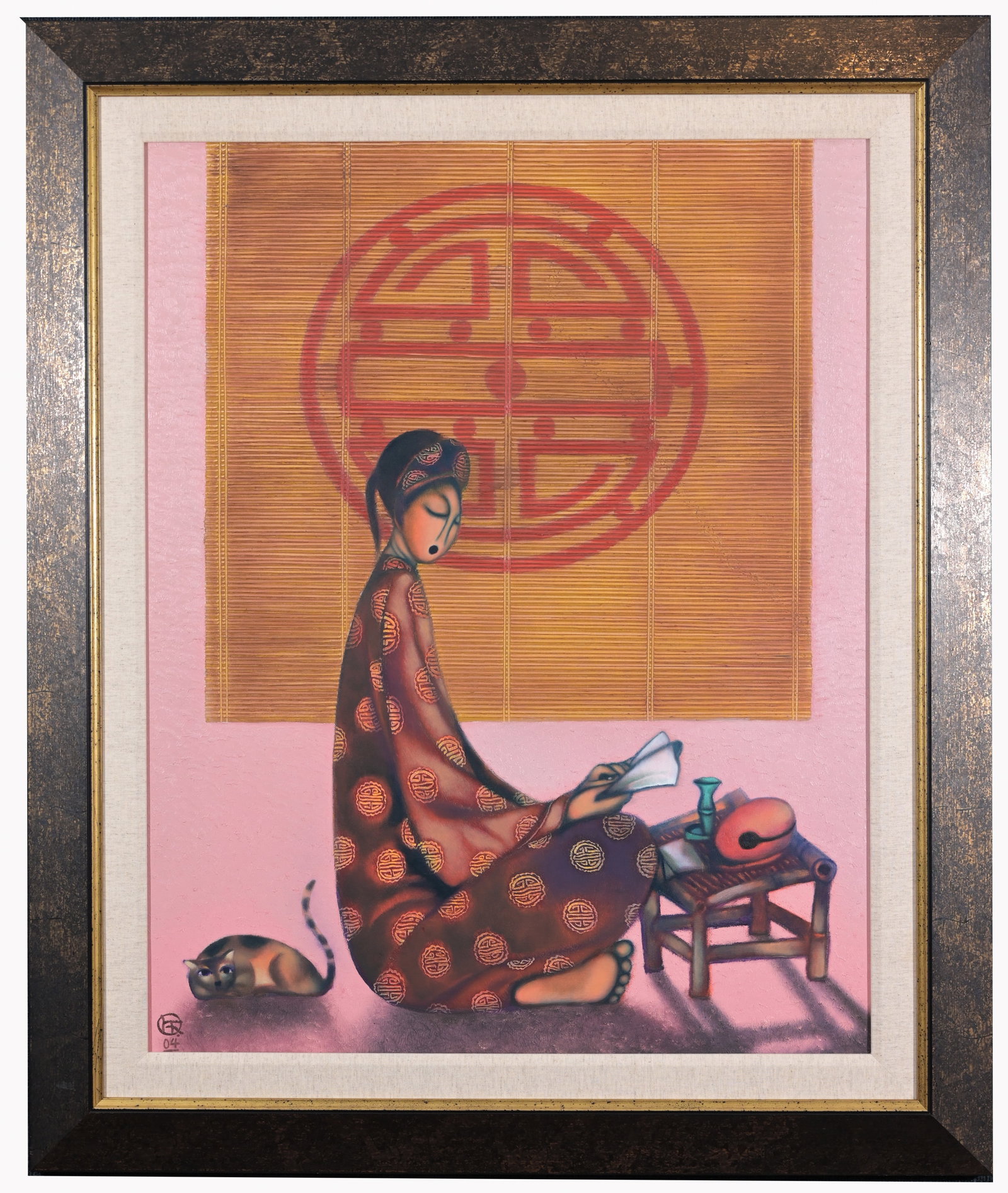 Tran Quang Huan (Vietnamese, B. 1965): Tran Quang Huan (Vietnamese, B. 1965) Oil on Canvas. Signed lower left. Sight Size: 38.5 x 30.5 in. Overall Framed Size: 48 x 41 in.