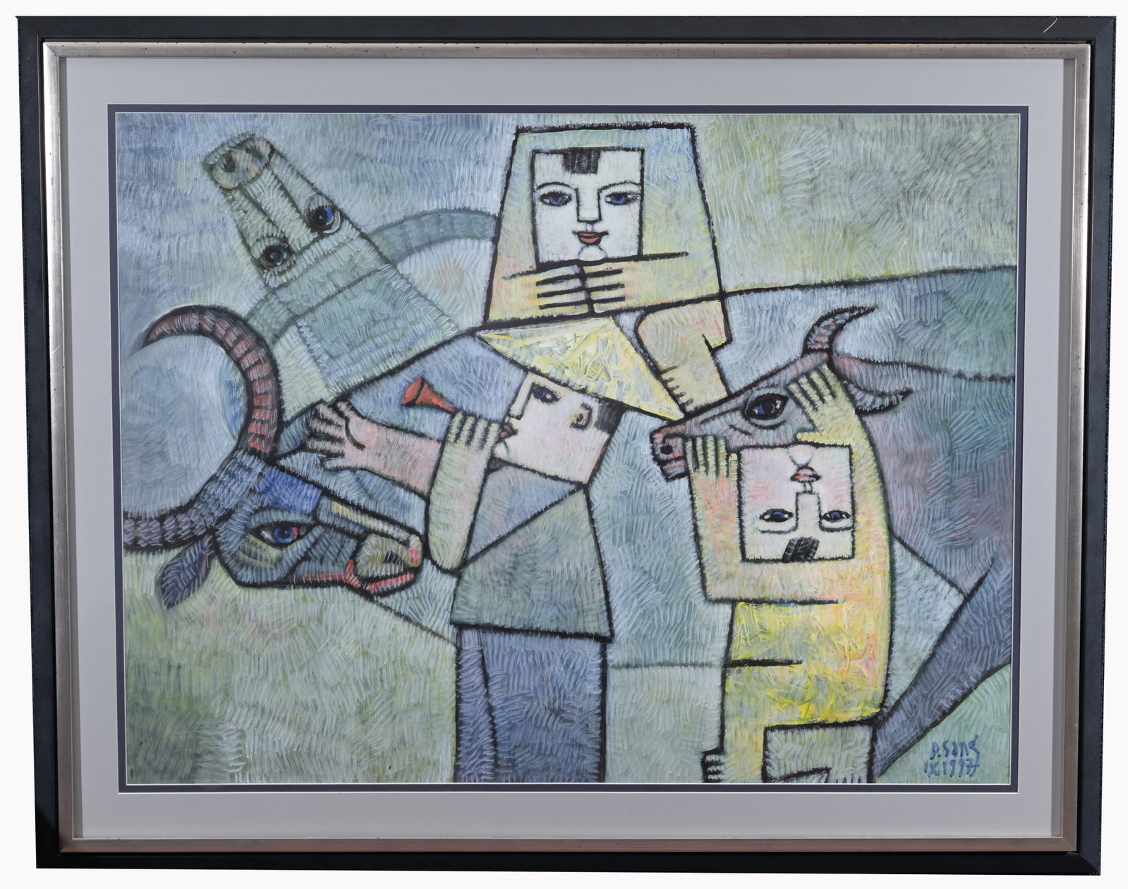 Duong Dinh Sang (Vietnamese, 1950 - 2005): Duong Dinh Sang (Vietnamese, 1950 - 2005) Signed and dated (1997) lower right. Sight Size: 30 x 40 in. Overall Framed Size: 39 x 49 in. Framed behind glass.