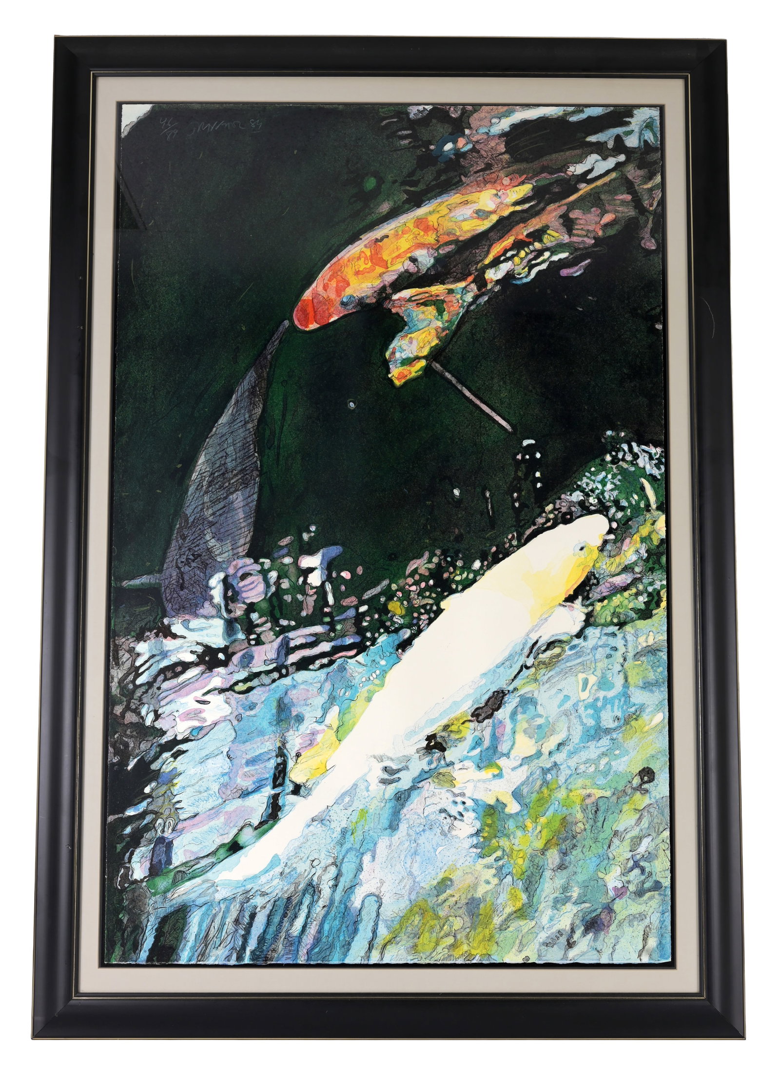 Joseph Raffael (b. 1933) "Shadow Light": Joseph Raffael (b. 1933) "Shadow Light" - 1984 Color Lithograph on Wove Paper. Signed and numbered (46/89) in upper left. Sight Size: 40 x 25.5 in. Overall Framed Size: 47 x 32.5 in. Framed behind gla