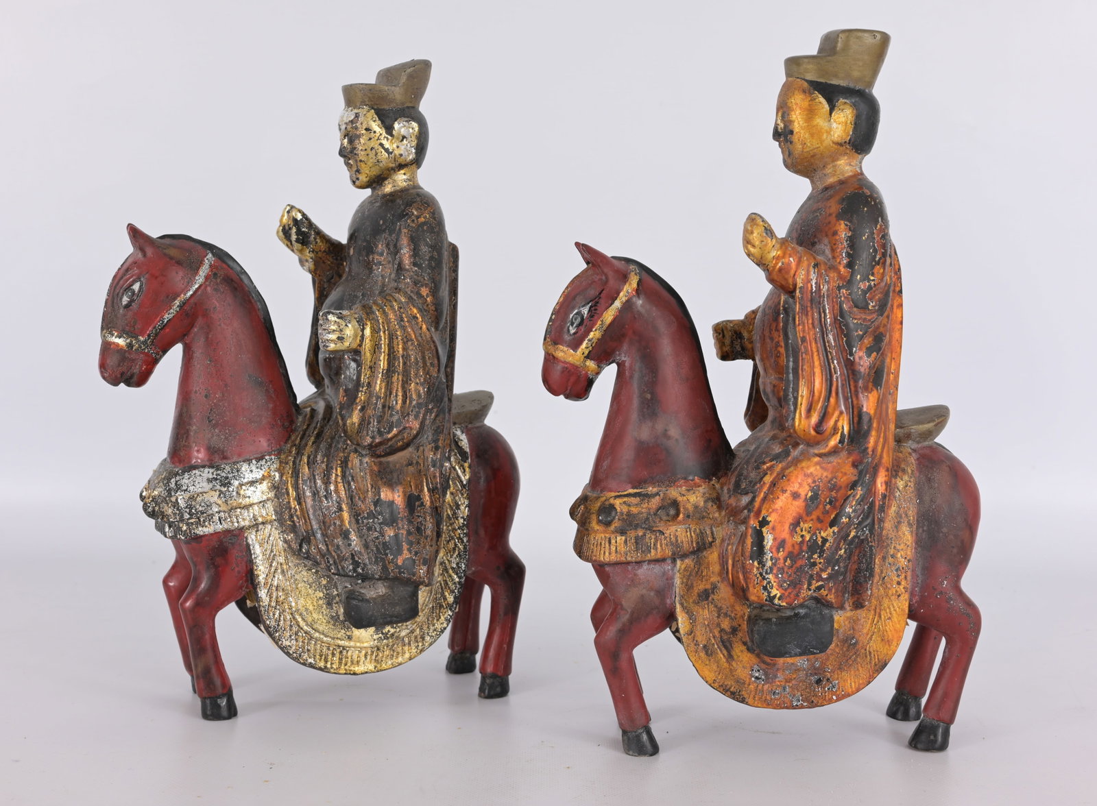 (2) Chinese Polychrome Carved Wood Figurines (1 of 2)