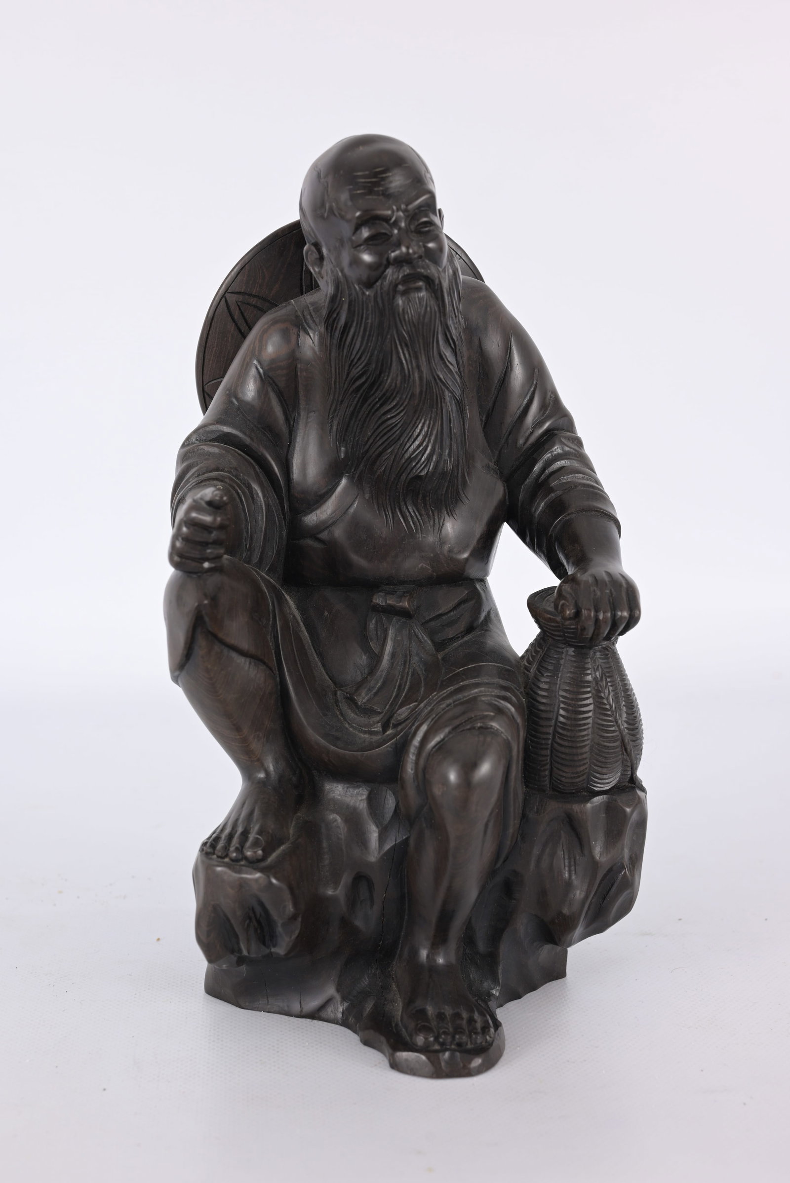 Chinese Carved Wood Statue of a Fisherman (1 of 3)