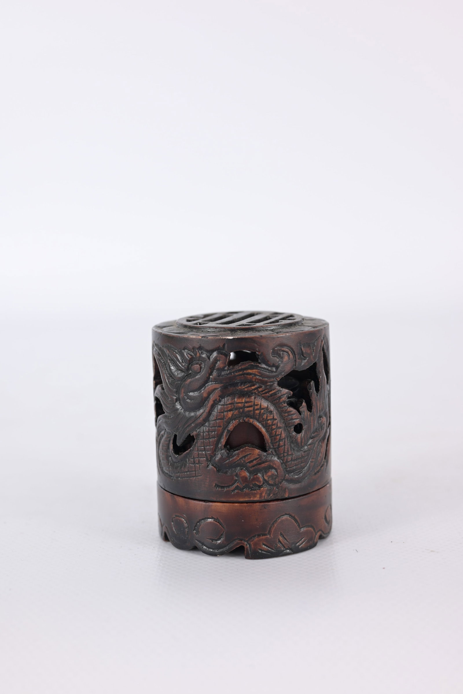 Chinese Carved Wood Cricket Cage: Chinese Carved Wood Cricket Cage Height: 2.25 in.