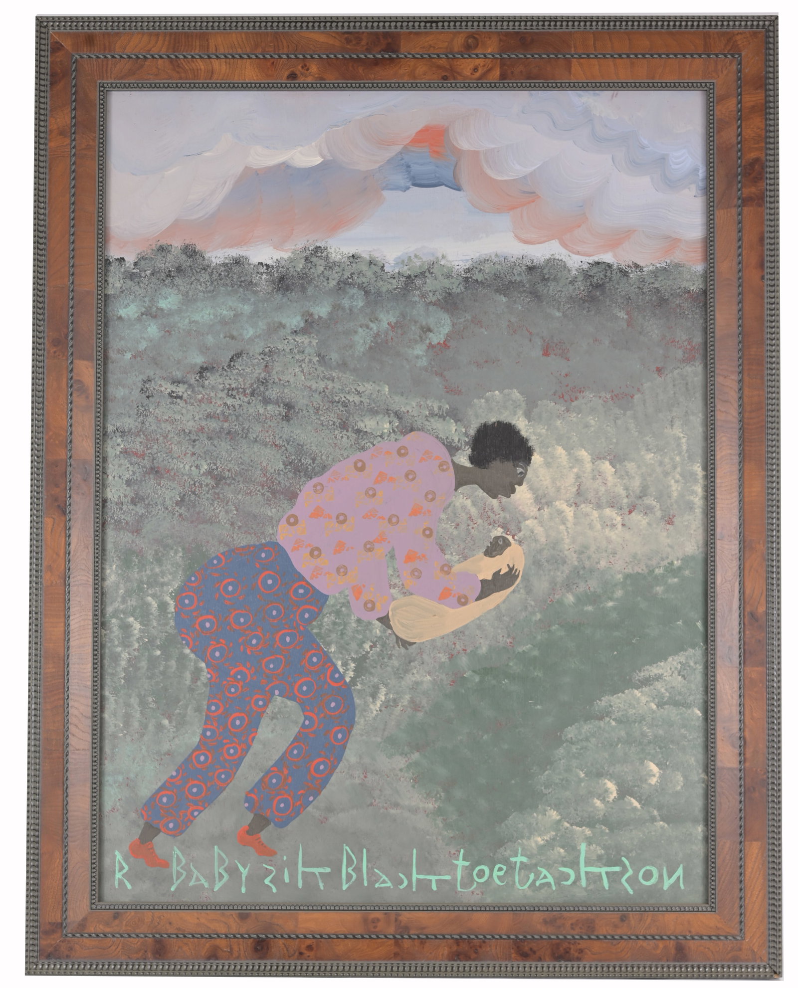 Black Joe Jackson (1922 - 1997) "R Baby Zik": Black Joe Jackson (American, 1922 - 1997) "R Baby Zik" Oil on Board. Signed and titled lower margin. Sight Size: 32 x 24 in. Overall Framed Size: 37 x 29 in.