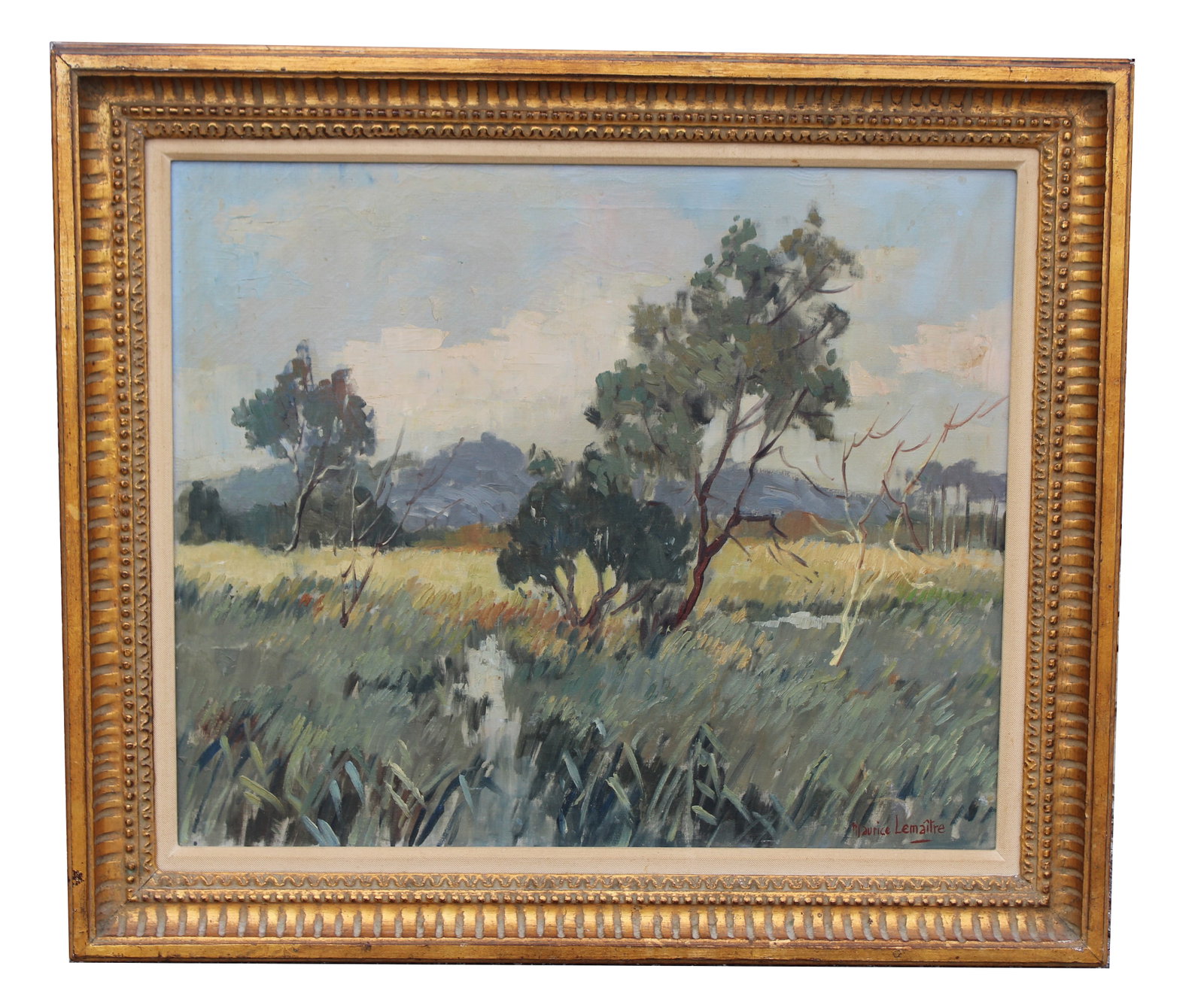 Maurice Lemaitre (French, 1929 - 2018): Maurice Lemaitre (French, 1929 - 2018) Oil on Canvas. Signed lower right. Sight Size: 19.25 x 23.25 in. Overall Framed Size: 25.75 x 29.75 in.