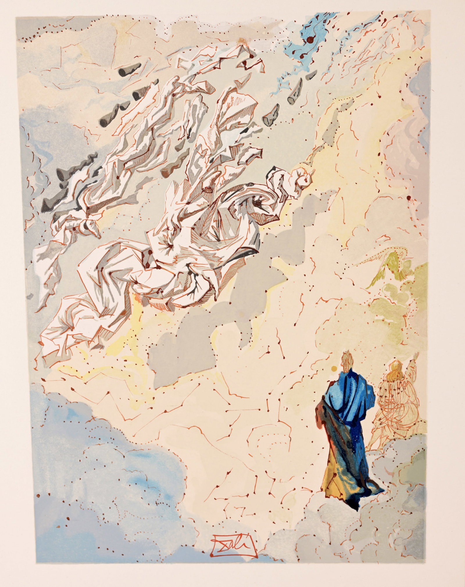 Dali - "The Sixth Heaven of Jupiter": Salvador Dali (Spanish, 1904 - 1989) "The Sixth Heaven of Jupiter" Color Lithograph. Signed in plate. Image Size: 9.5 x 7 in. Matting Size: 19.25 x 14.25 in. Unframed.