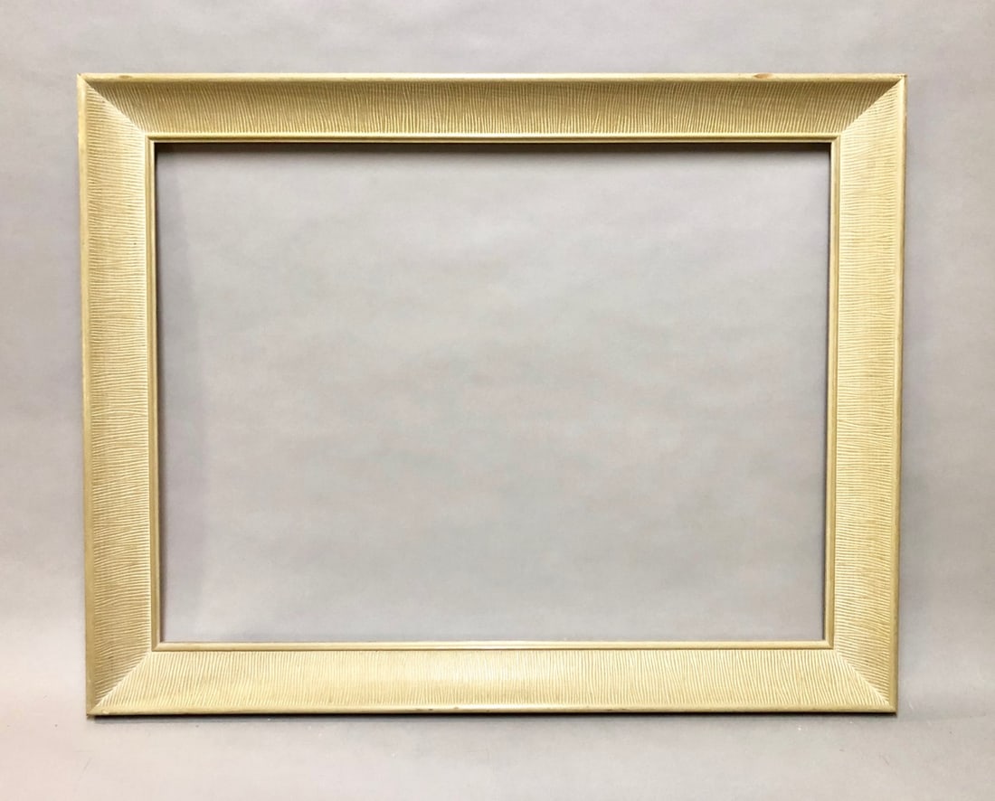 Modernist Carved and Painted Wood Frame: Mid-Century Modernist Carved and Painted Wood Frame. Rabbet Size: 18 x 24 in. Overall Framed Size: 21.5 x 27.5 in.