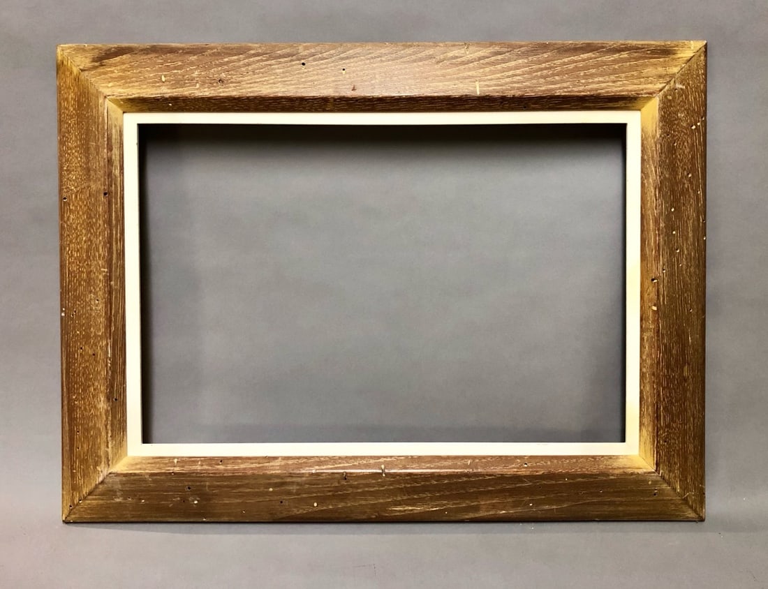 Mid-Century Modernist Carved Wood Frame: Mid-Century Modernist Carved Wood Frame. Rabbet Size: 12 x 18 in. Overall Framed Size: 17.5 x 23.5 in.