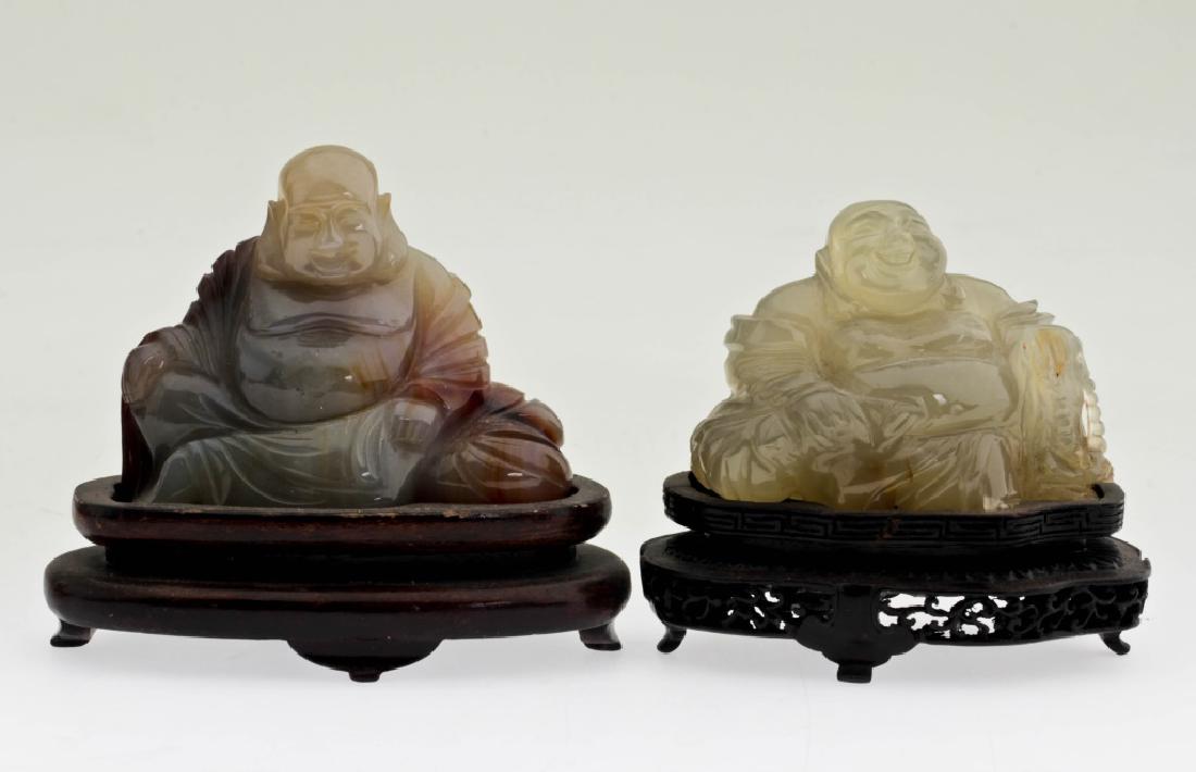 A Pair of Vintage Agates with Carved Buddhas (1 of 2)