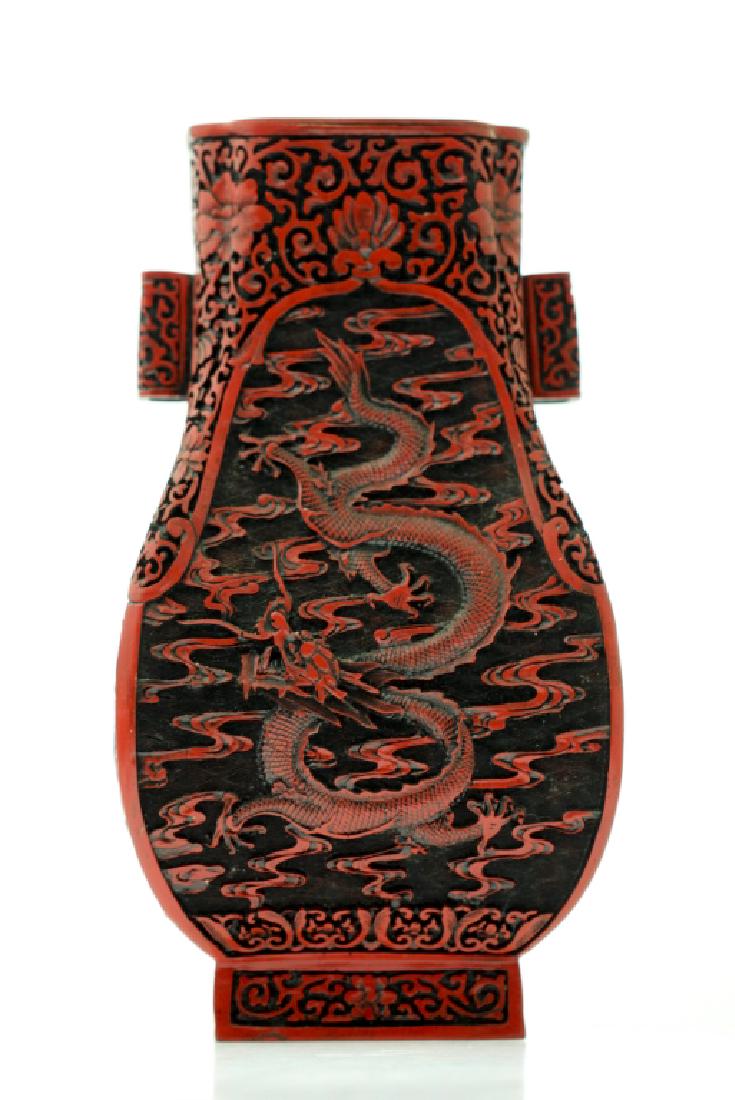 A Superb Carved Chinese Cinnabar Lacquer Vase (1 of 7)