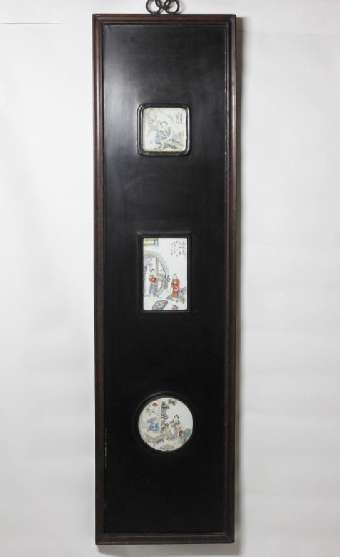 Wood Framed Three Painted Porcelain Plaques (1 of 5)