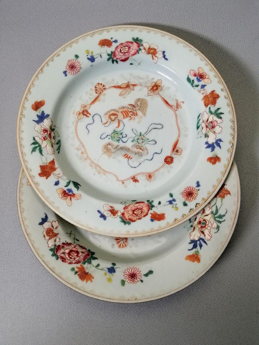 PAIR OF CHINESE 18TH C. EXPORT FAMILLE ROSE PLATES (1 of 10)
