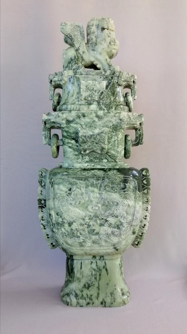Huge and heavy vintage Chinese Jade carved vase (1 of 15)